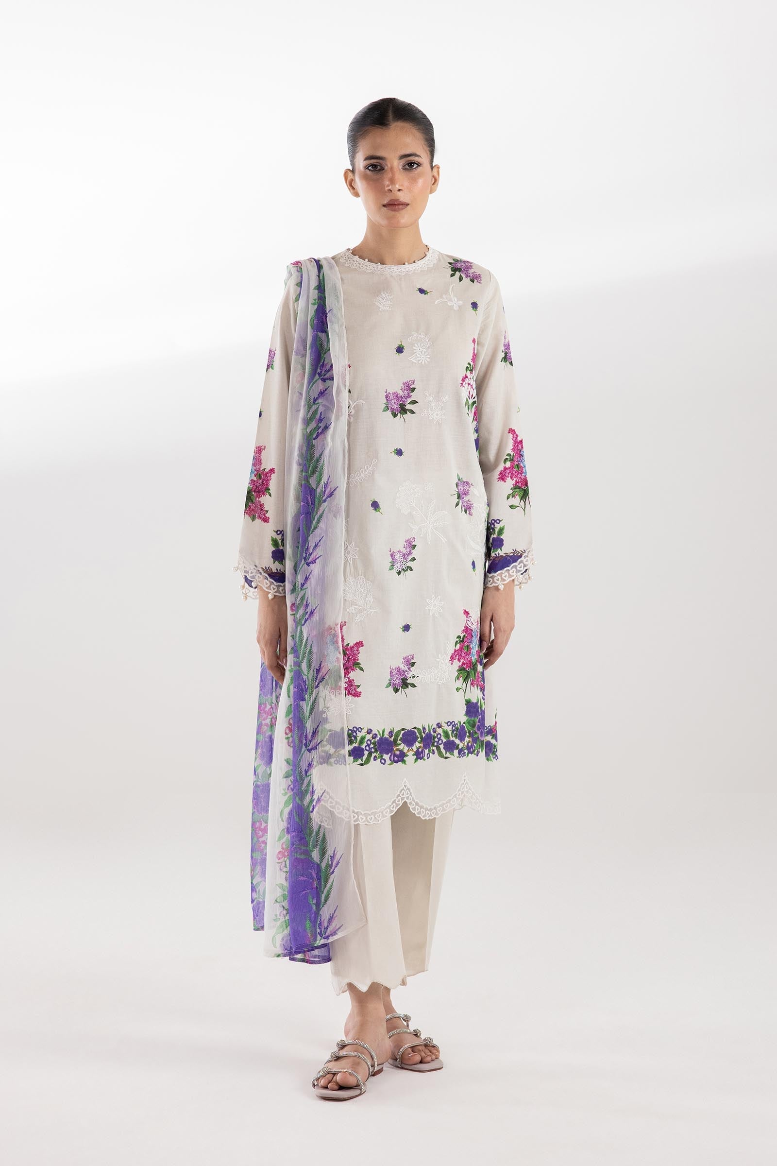 Stitched Printed Chiffon Dupatta