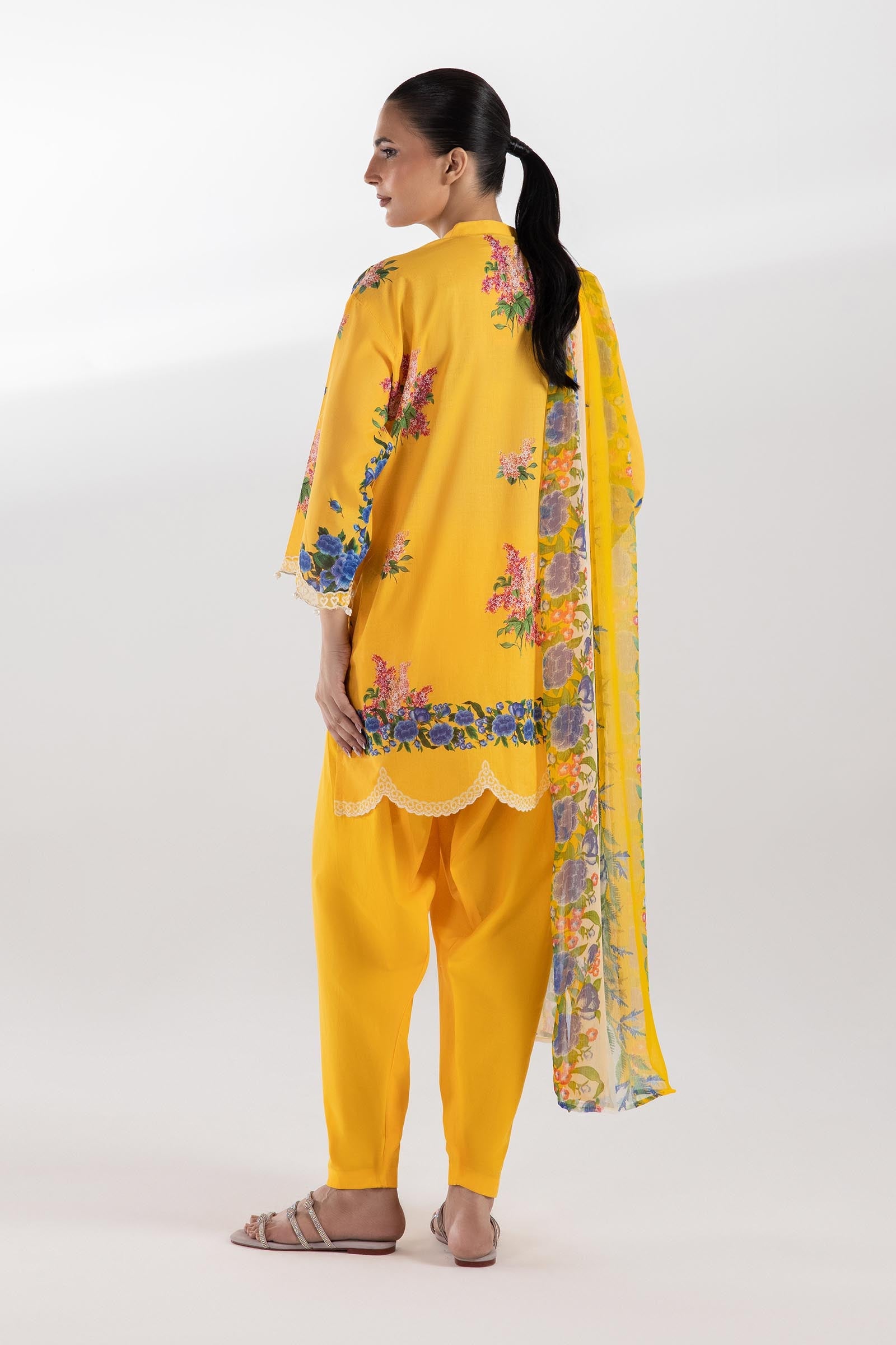 Stitched Embroidered Muzlin Shirt+ Shalwar