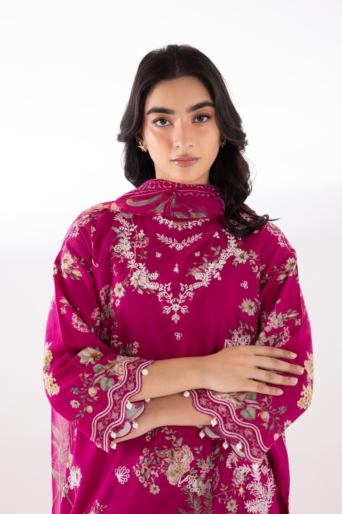 Stitched Embroidered Muzlin Lawn Shirt+ Shalwar