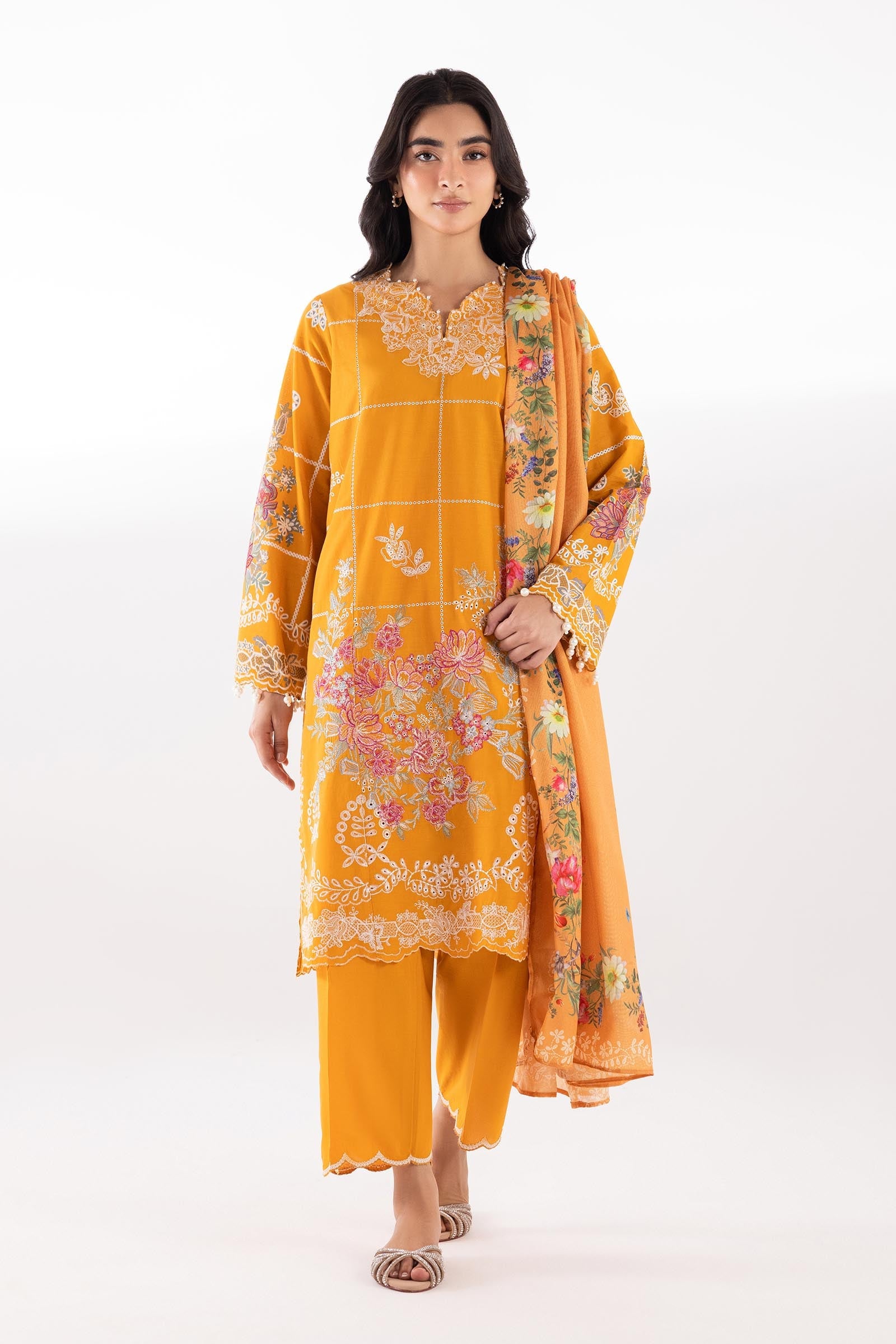 Stitched Lawn Muzlin Suit