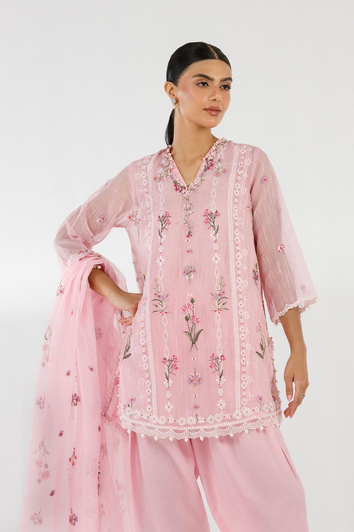 Stitched Embroidered Muzlin Suit