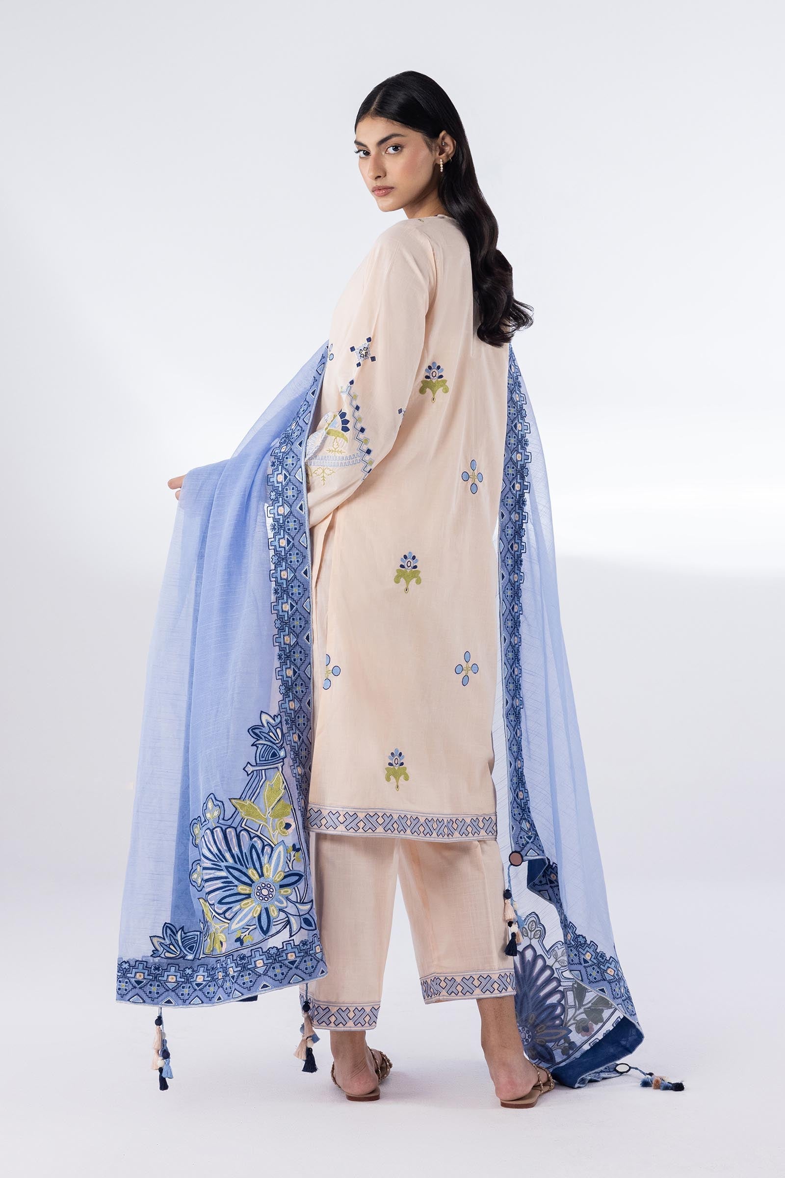 Stitched Lawn Embroidered Shirt + Bottom