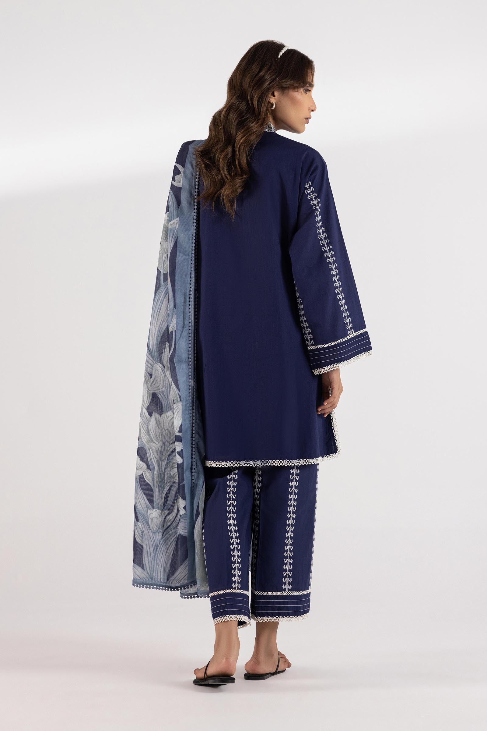 Stitched Embroidered Slub Lawn Set