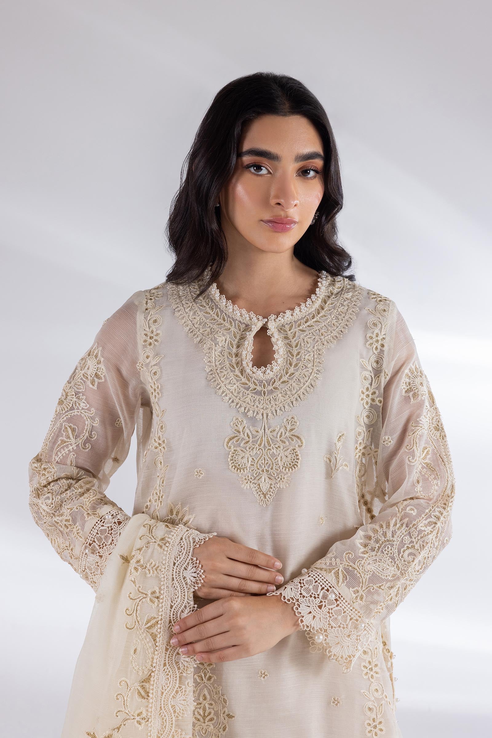 Stitched Embroidered Slub Shirt
