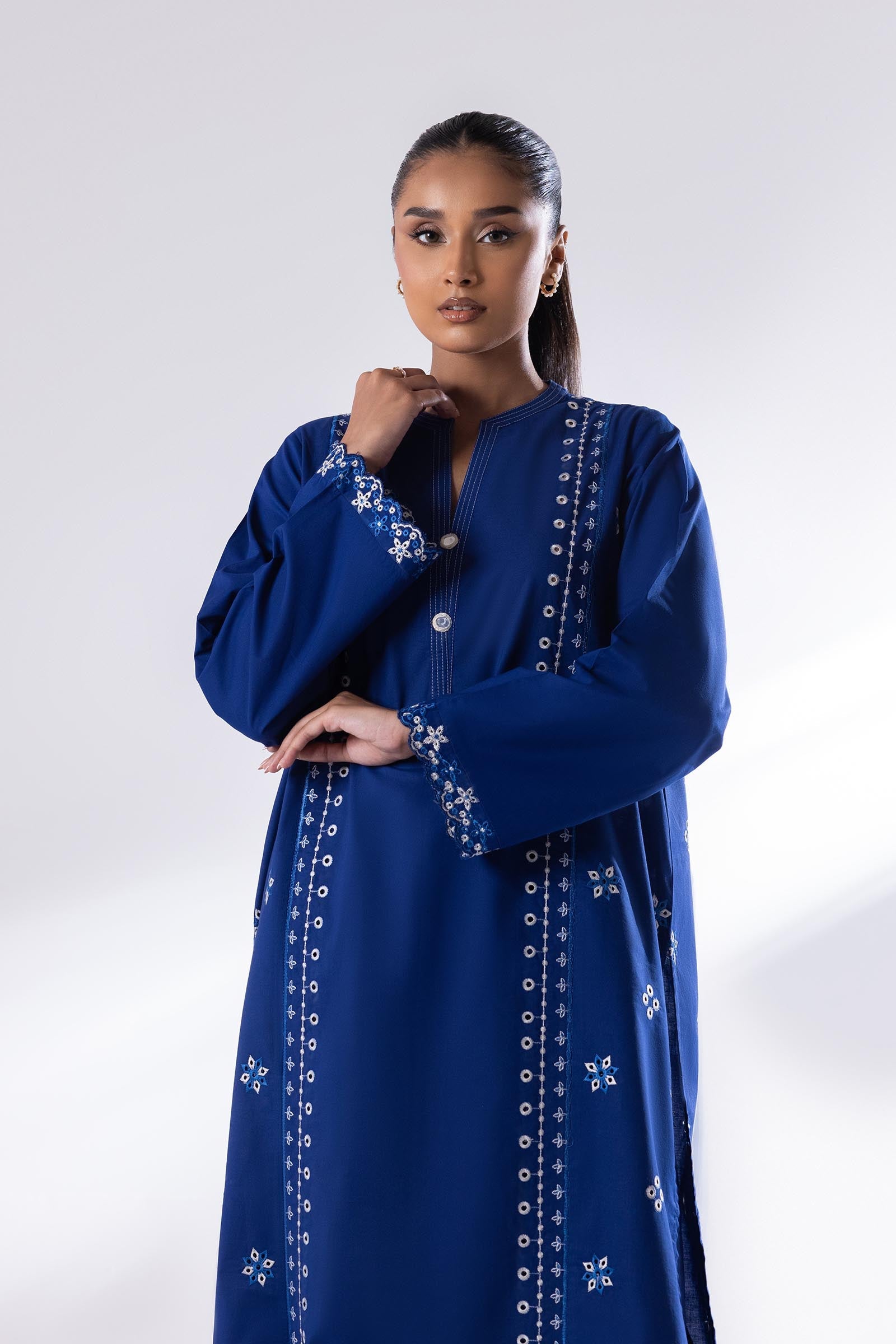 Stitched Blue Lawn Shirt + Bottom