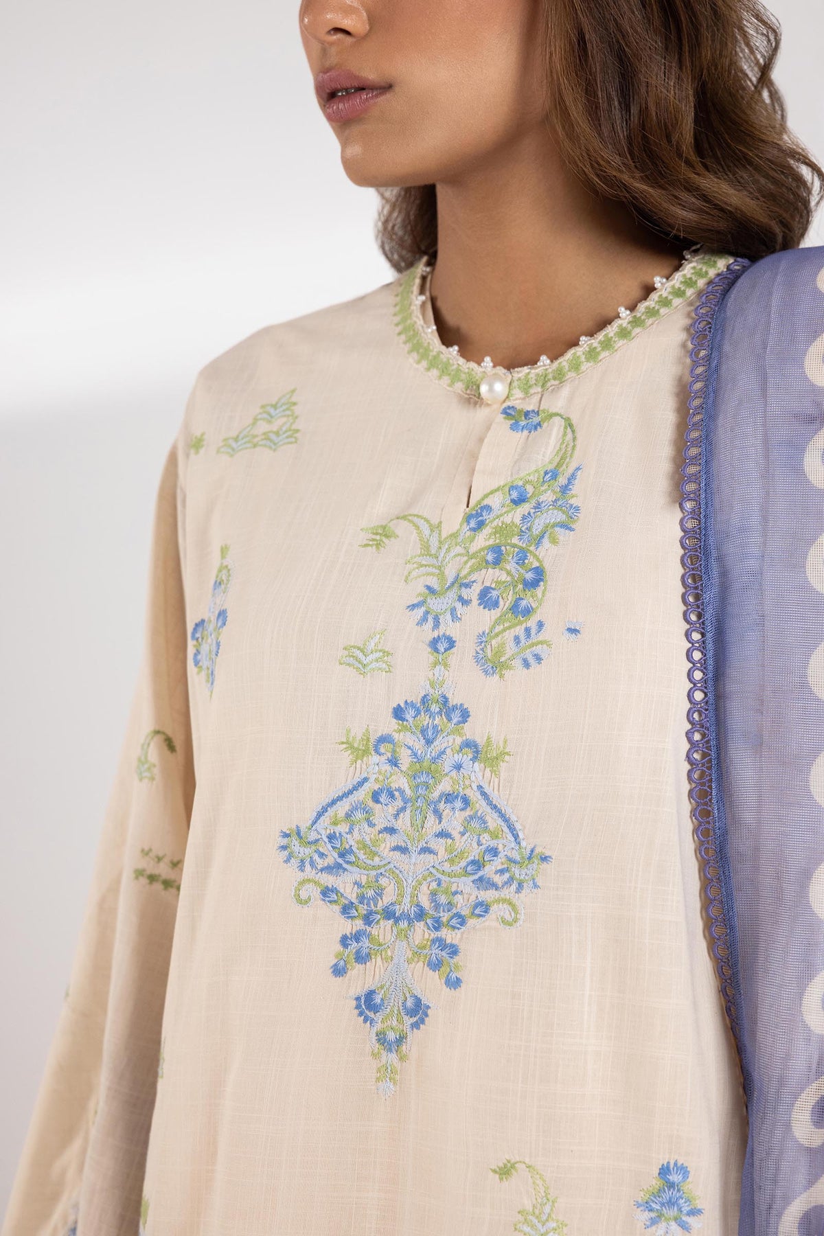 Stitched Embroidered Lawn Shirt