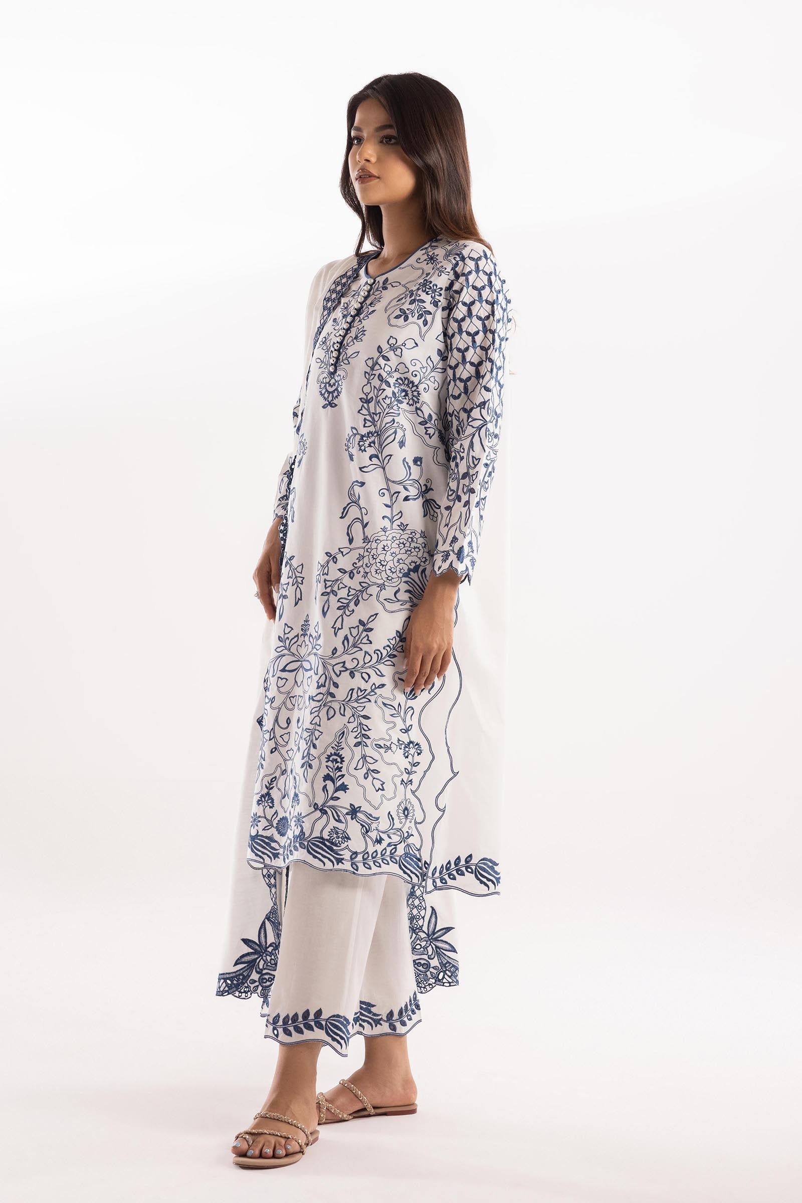 Stitched Lawn Embroidered Shirt