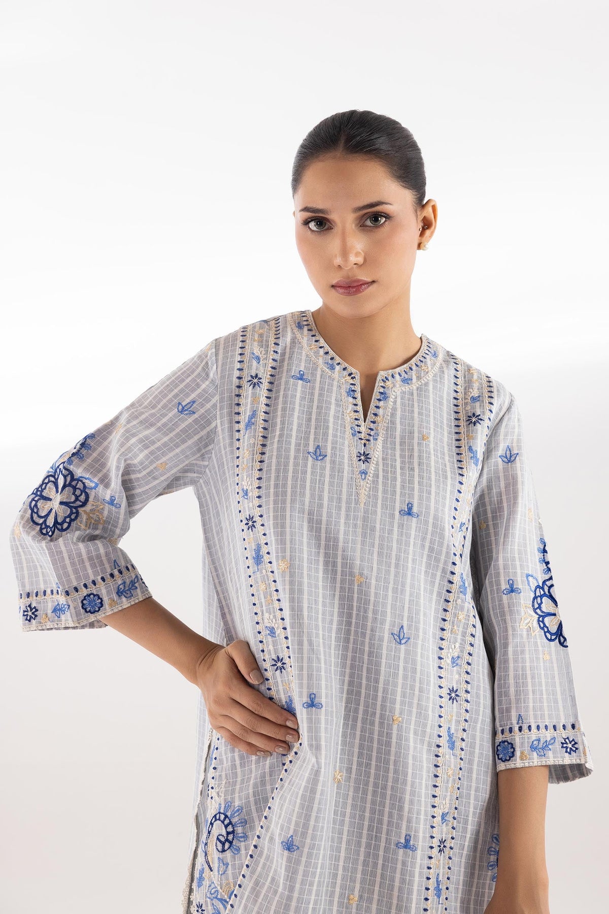 Stitched Embroidered Chambray Shirt