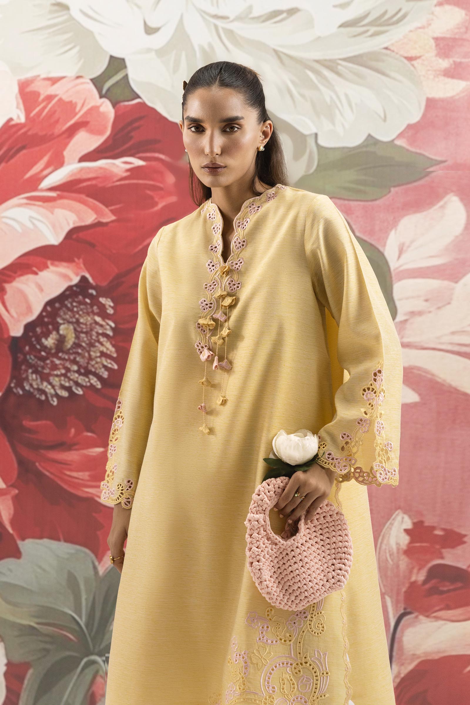 Stitched Embroidered Chambrey Shirt