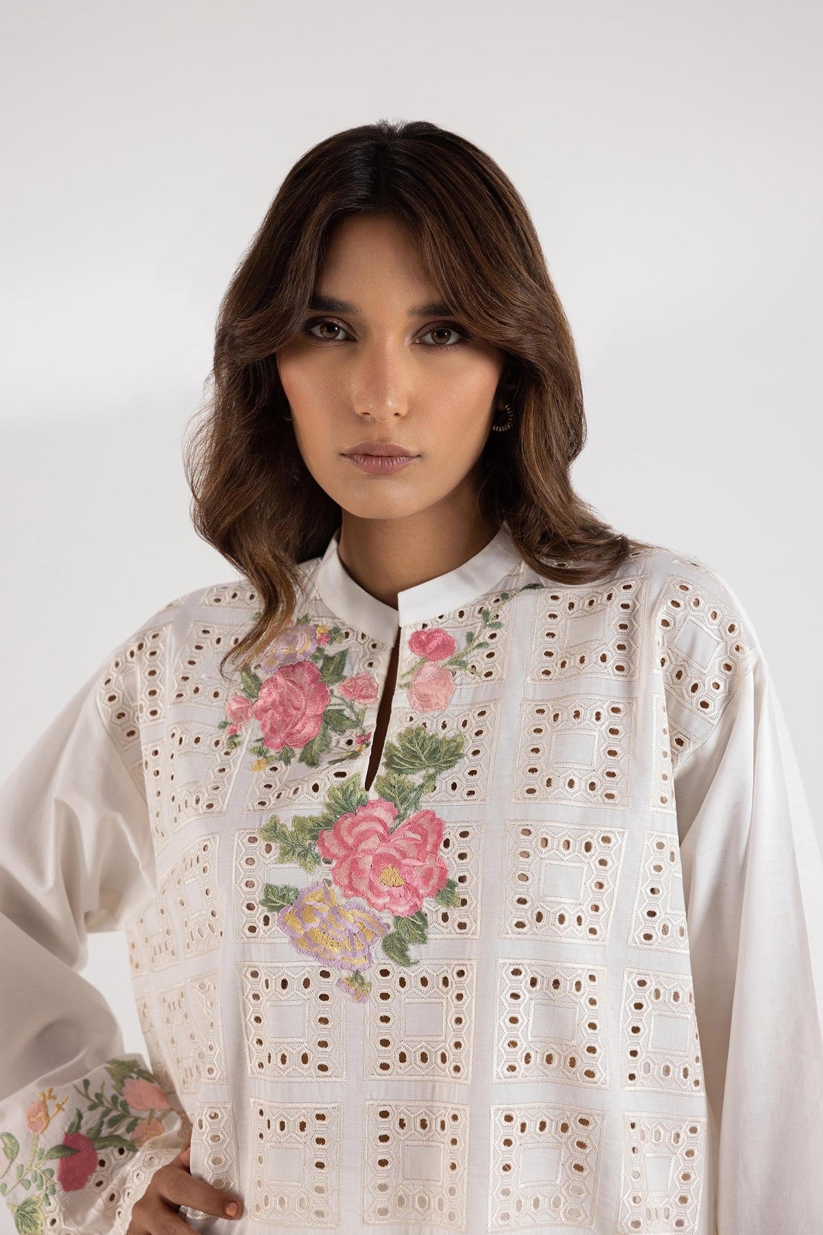 Stitched Lawn Embroidered Shirt + Culotte