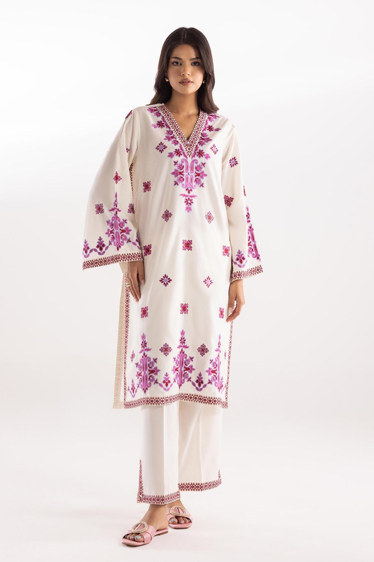 Stitched Lawn Embroidered Shirt + Culotte