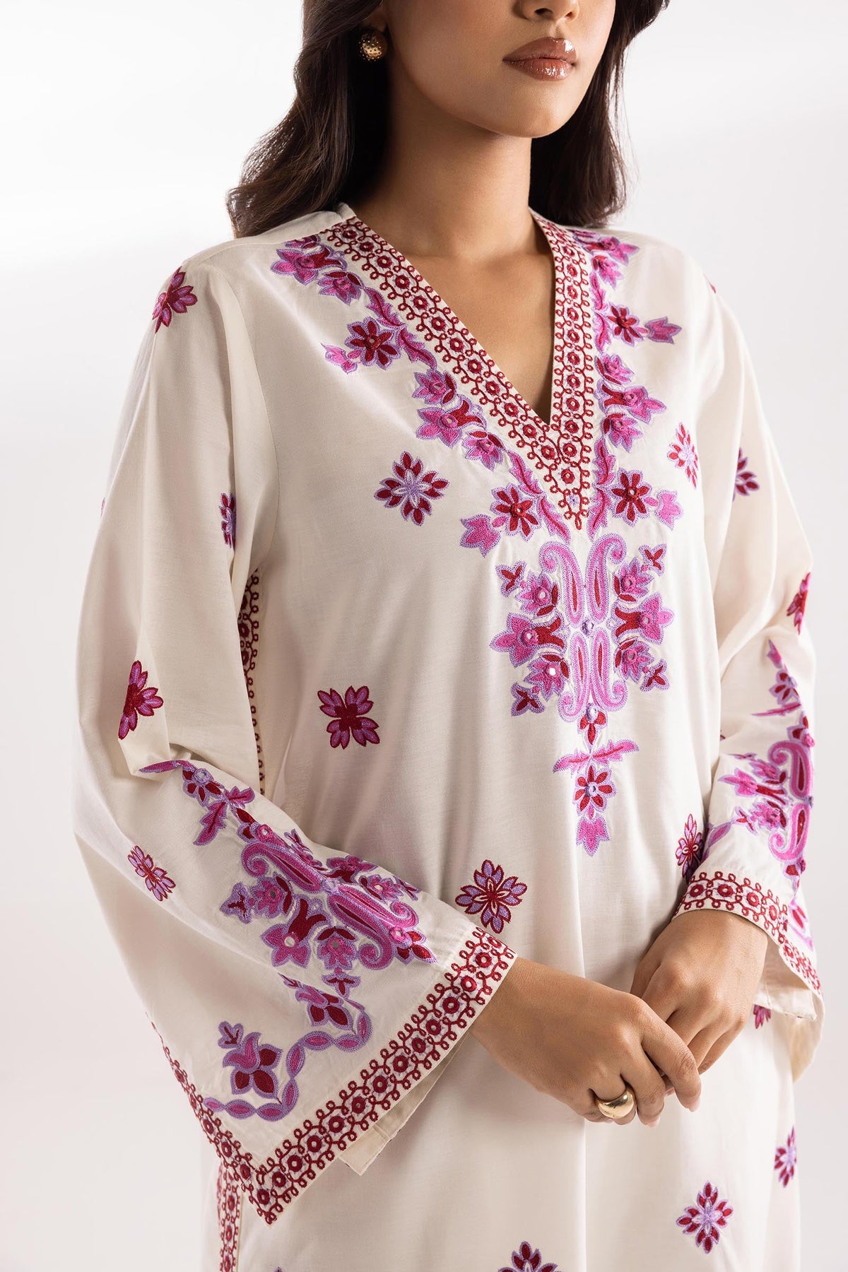 Stitched Lawn Embroidered Shirt + Culotte