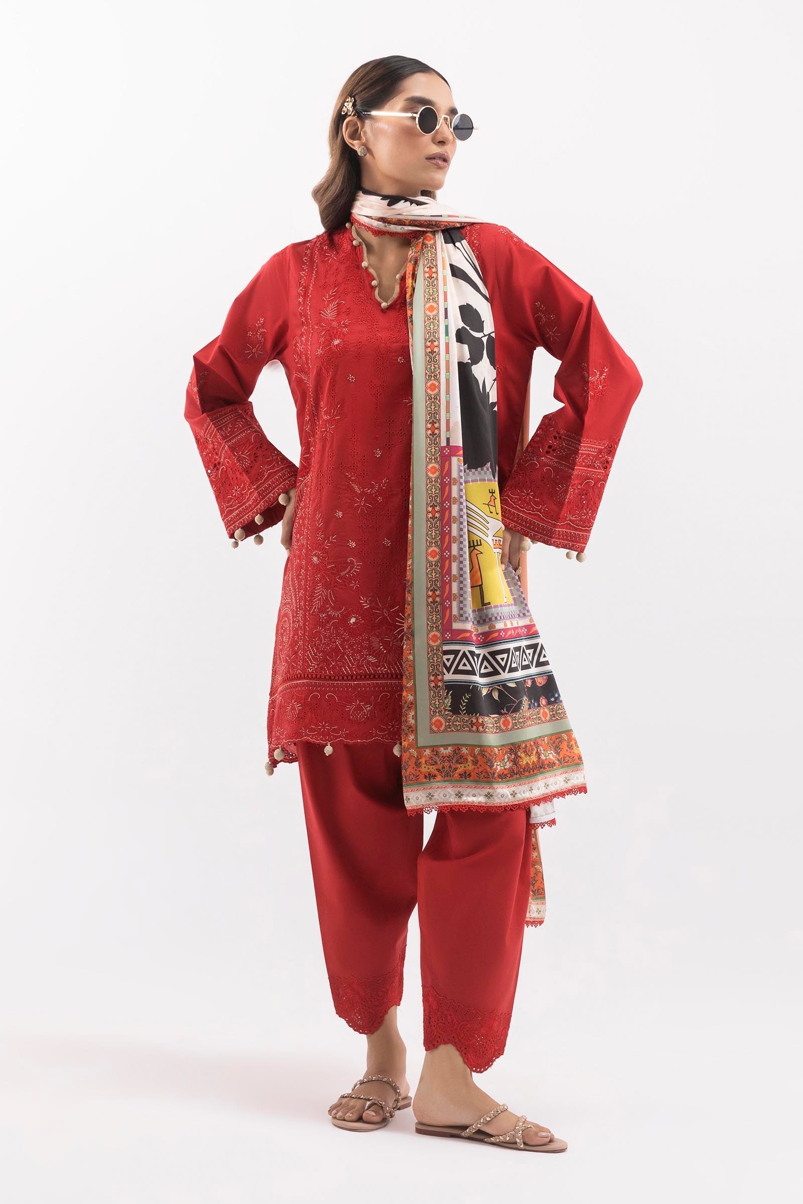 Stitched Embroidered Lawn Suit