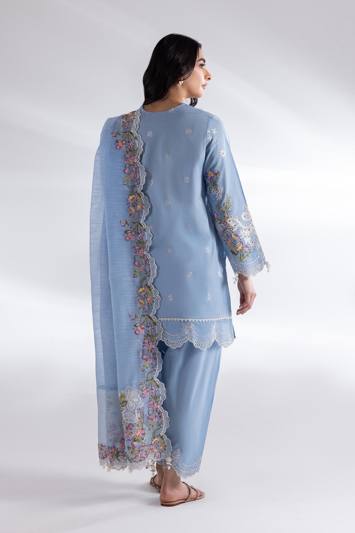 Stitched Embroidered Blended Cotton Dupatta