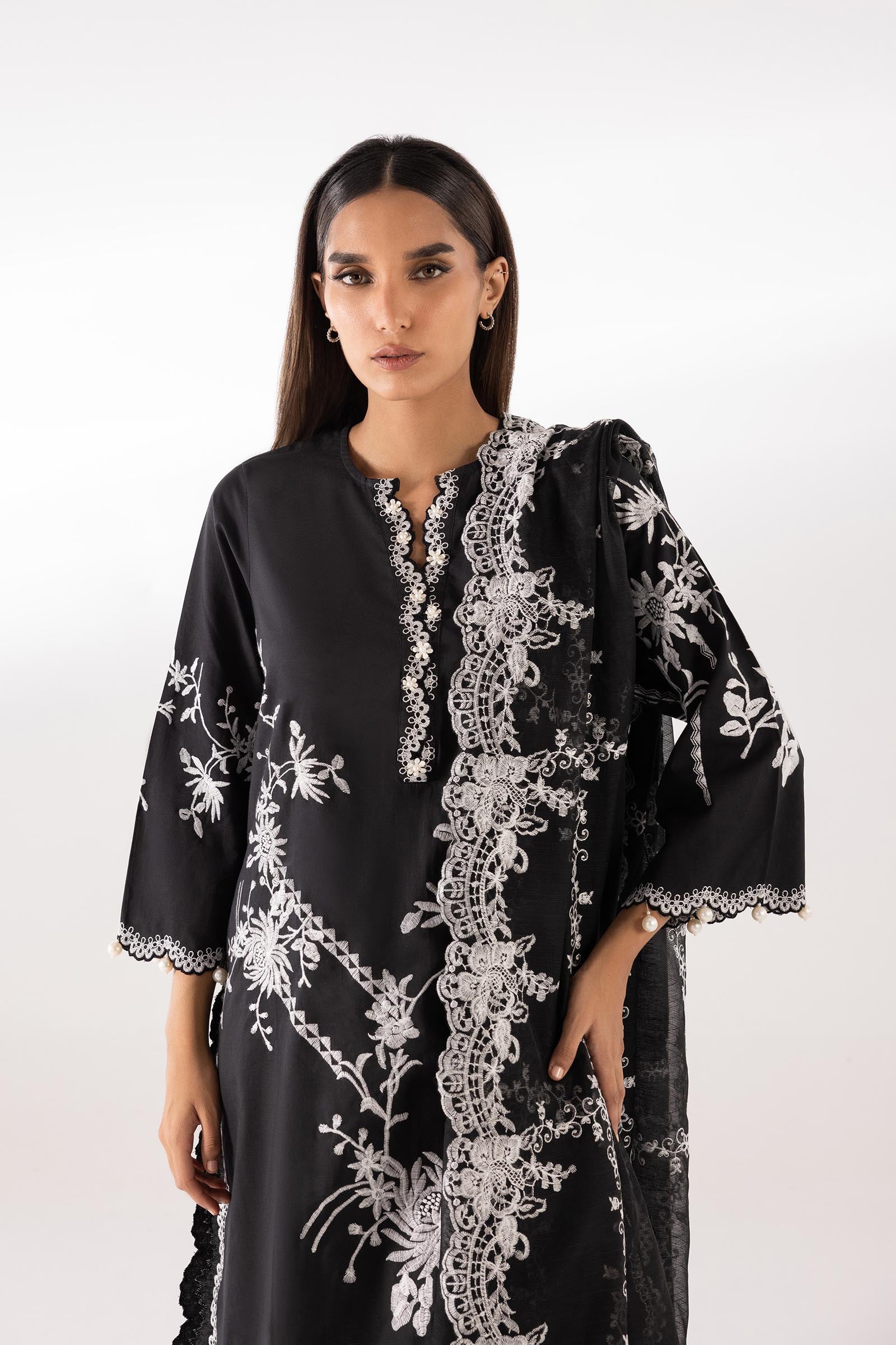 Stitched Lawn Embroidered Shirt