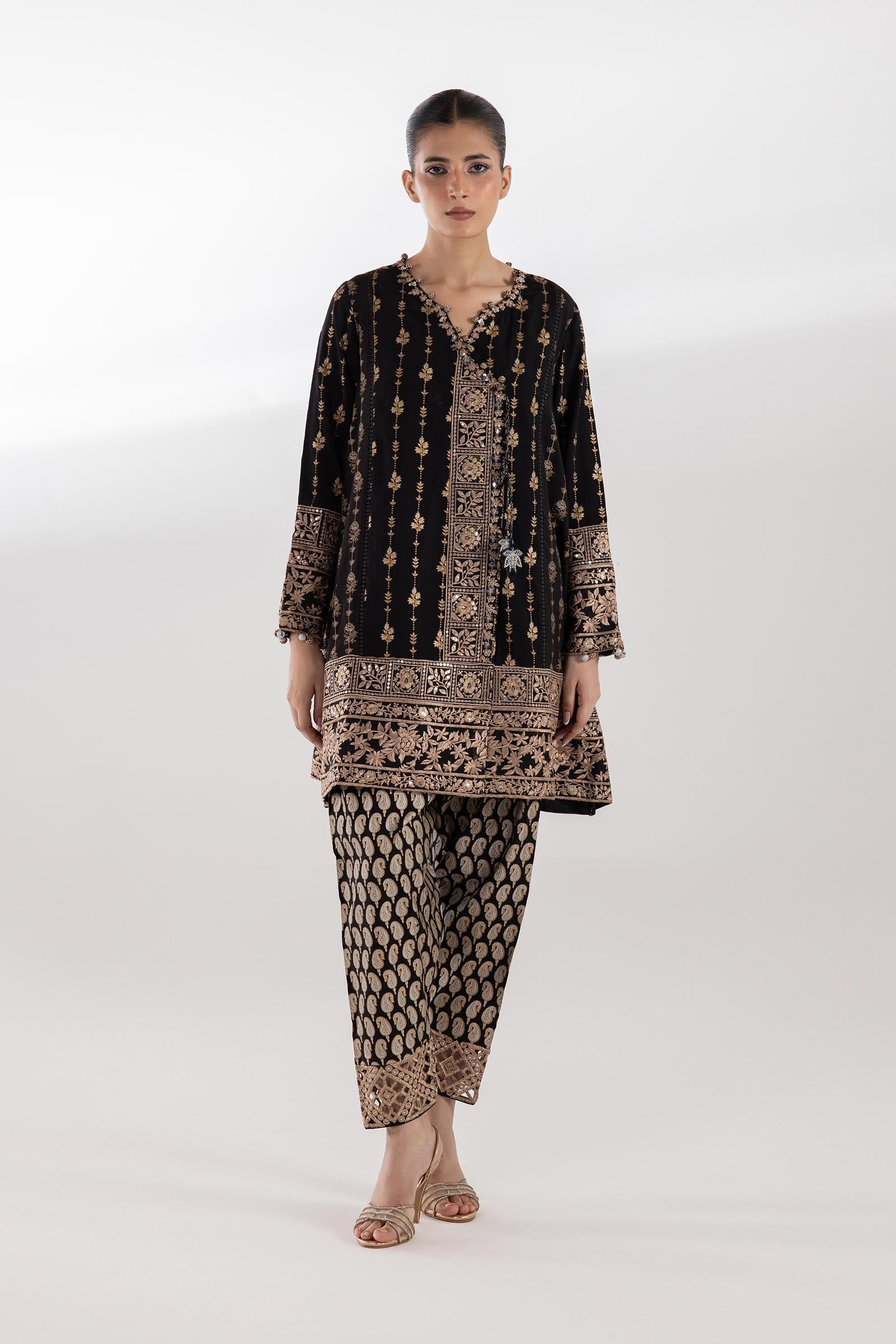 Stitched Embroidered Raw Silk Set