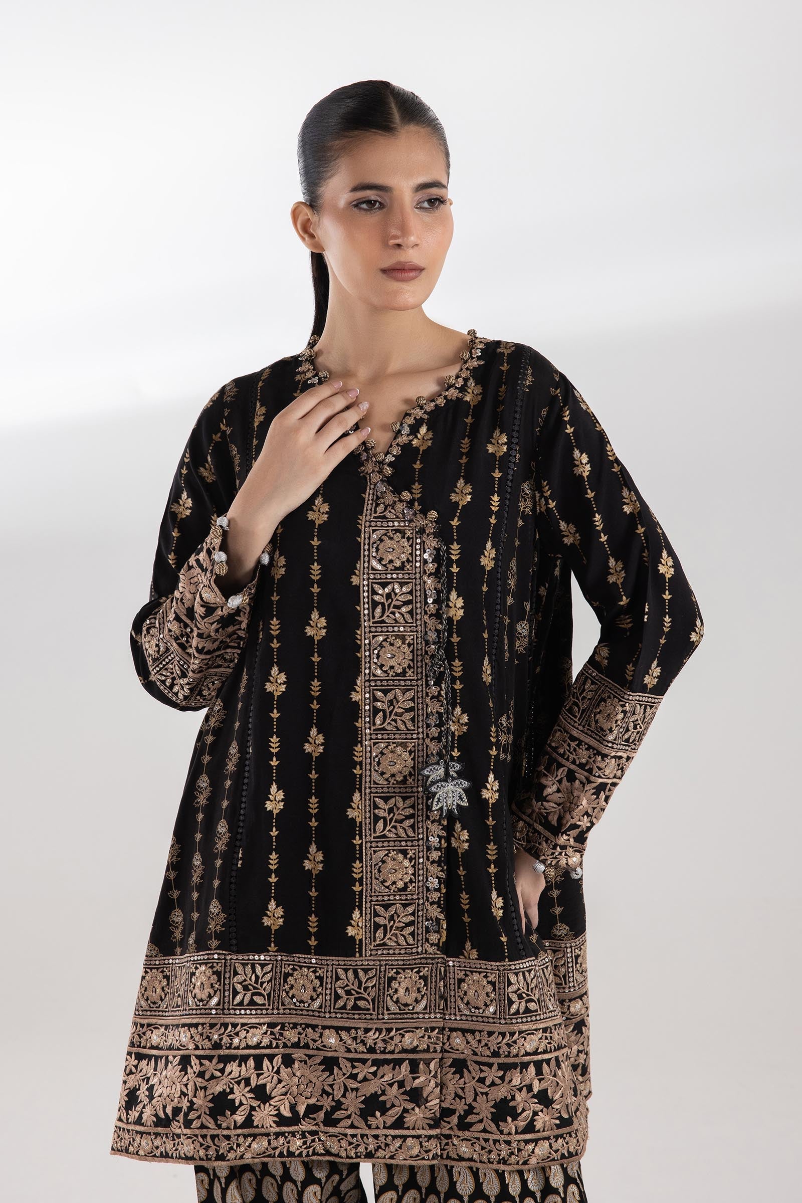 Stitched Embroidered Raw Silk Set