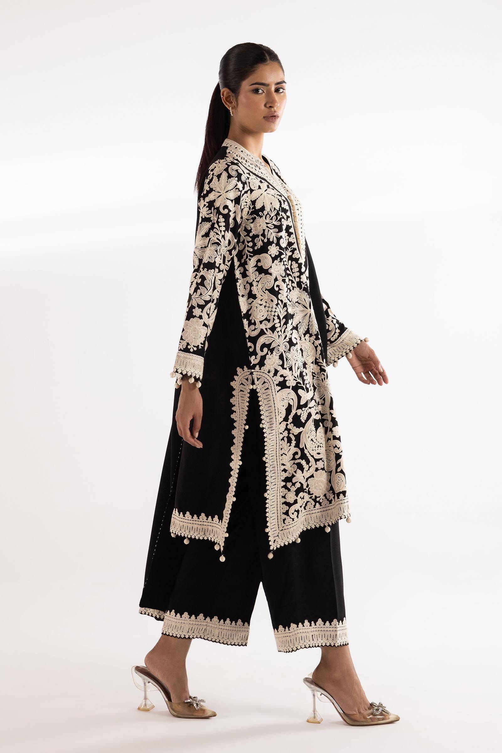 Stitched Embroidered Raw Silk Suit