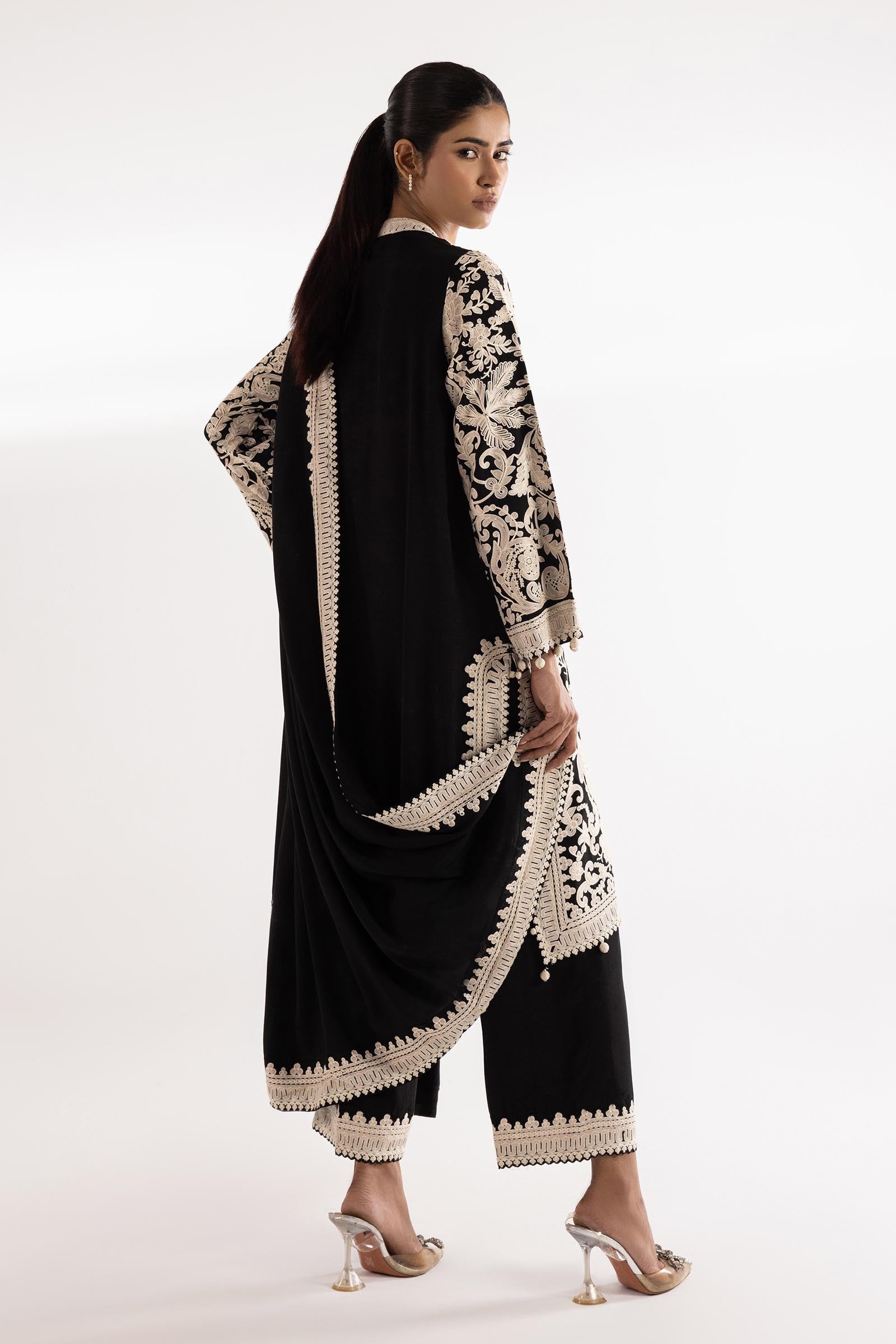 Stitched Embroidered Raw Silk Suit