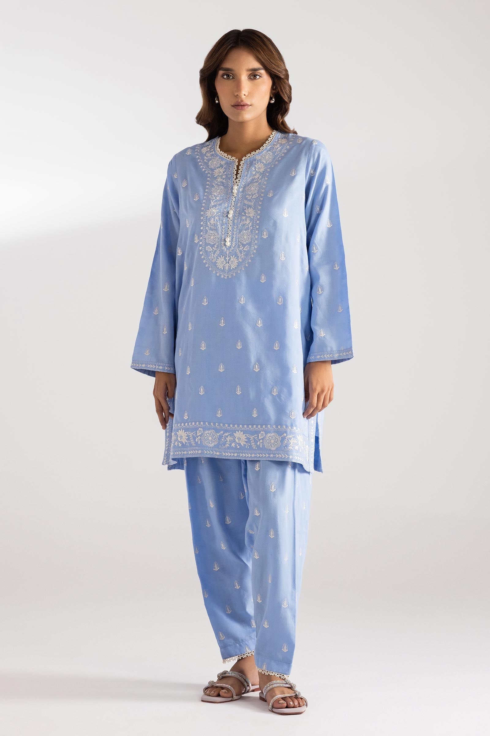 Stitched Embroidered Jacquard Shirt