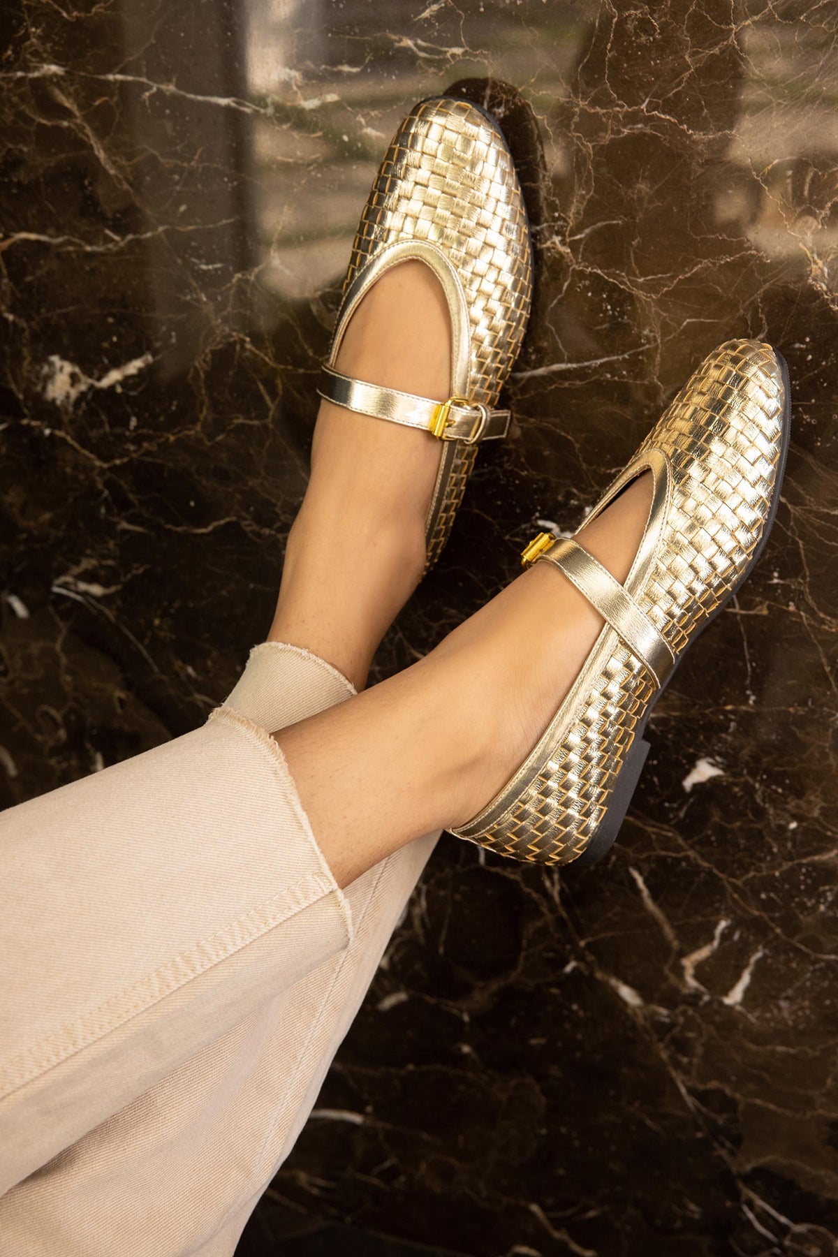 Gold Textured Mule