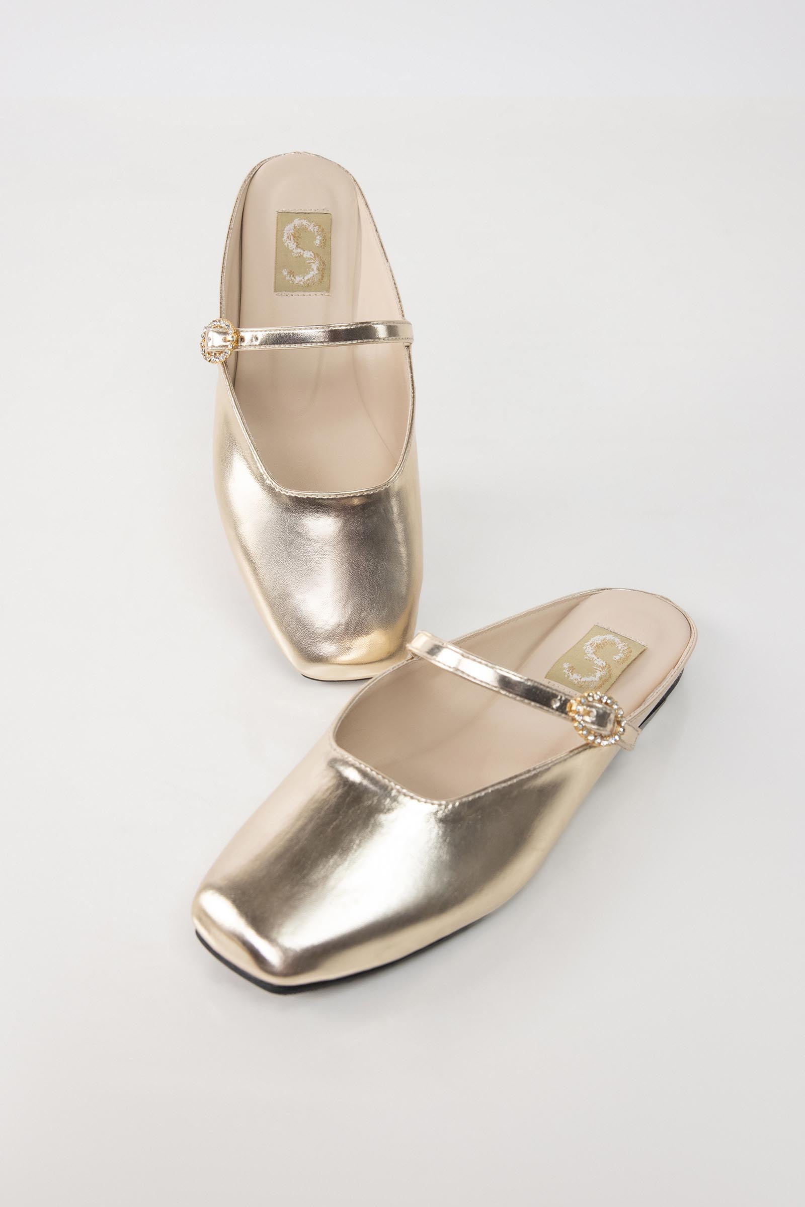 Gold Mary Jane Flats