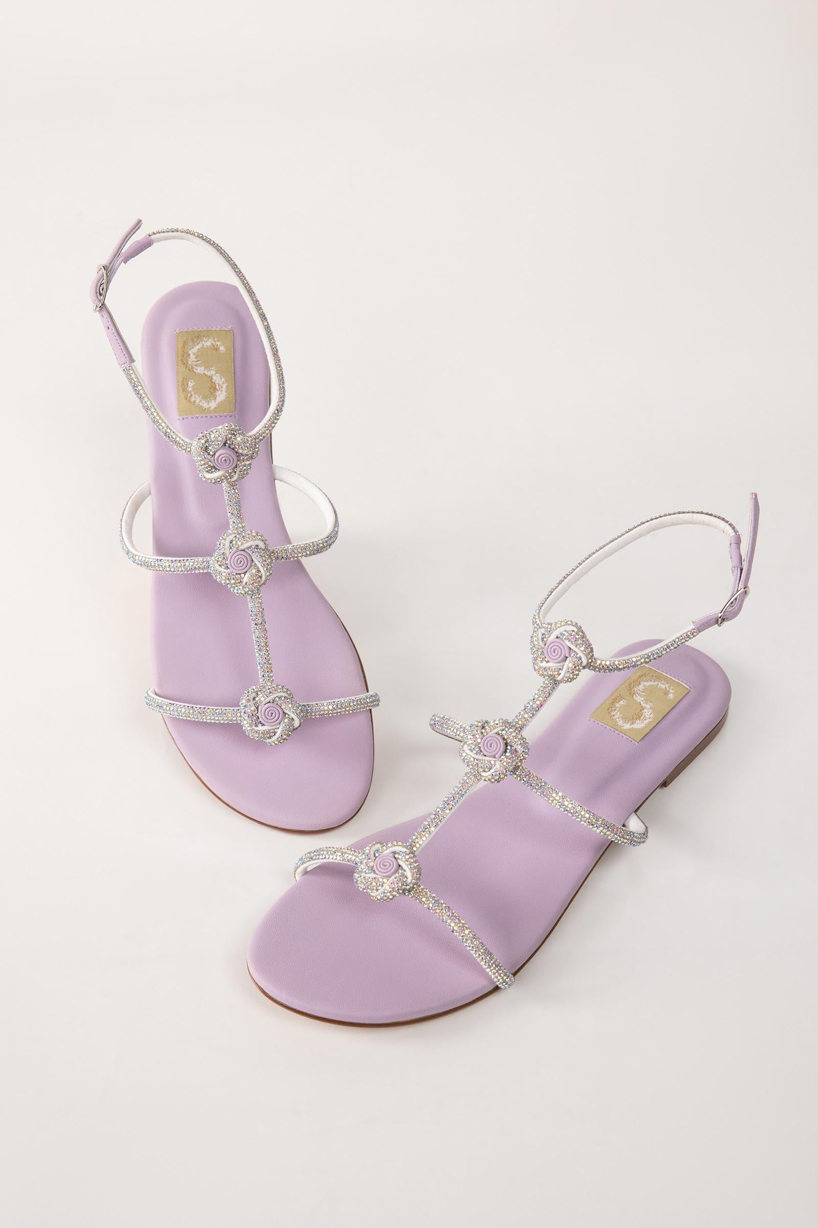Lilac Crystal Strappy Flats