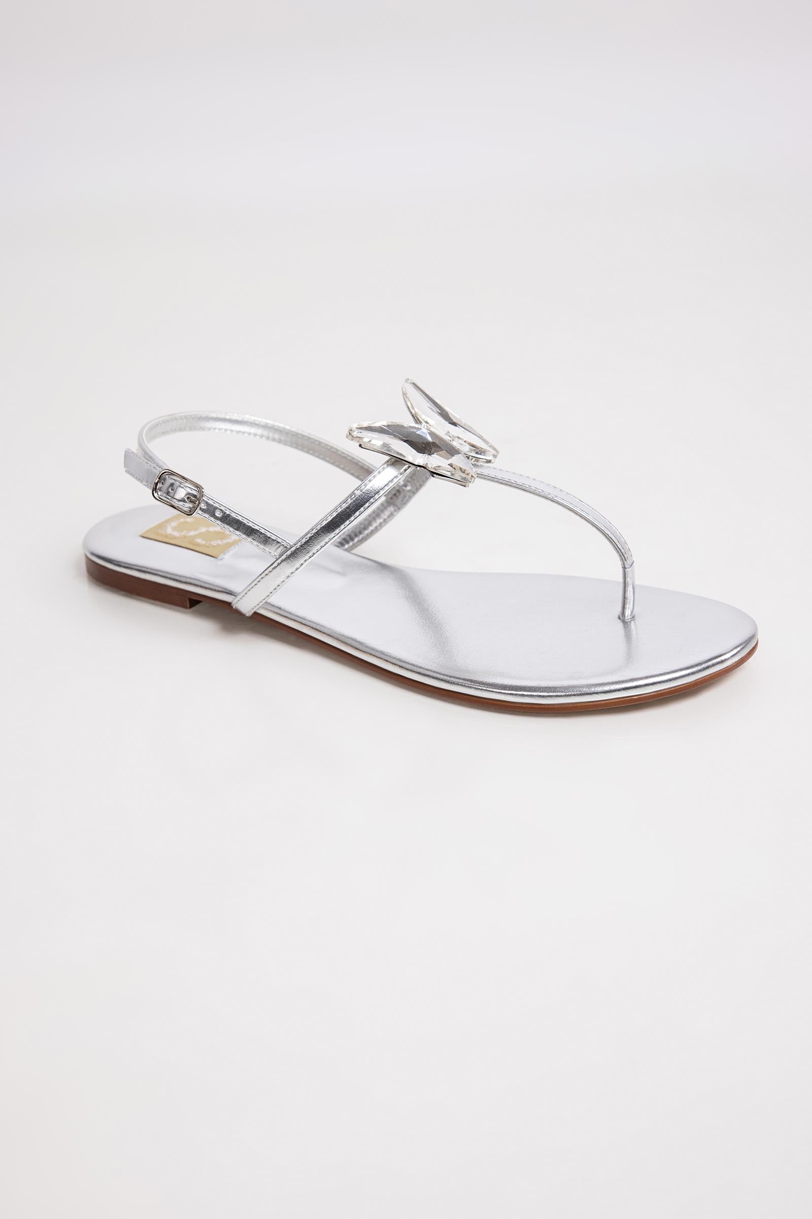 Silver Butterfly Slingback Flats