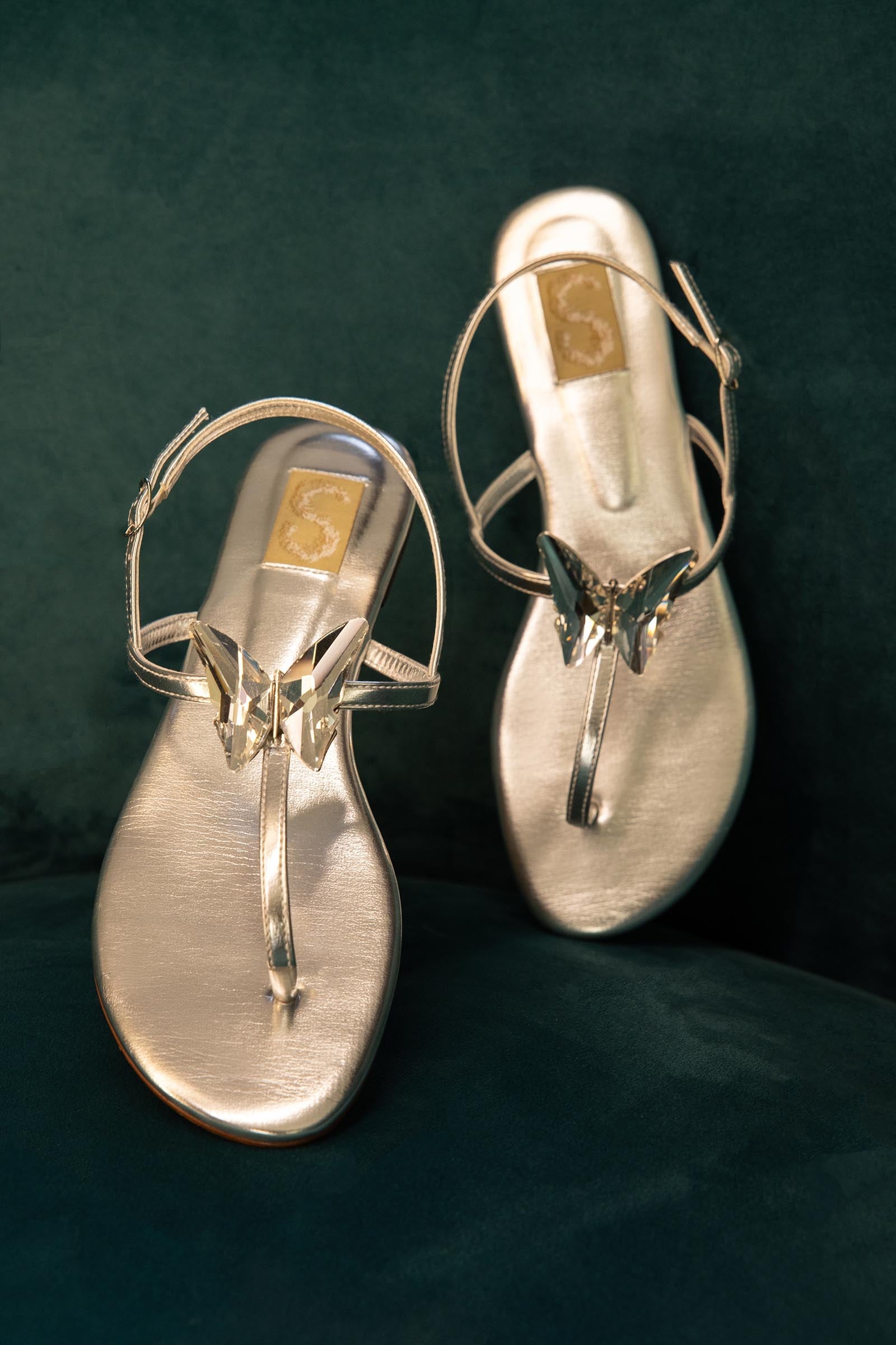 Silver Butterfly Slingback Flats