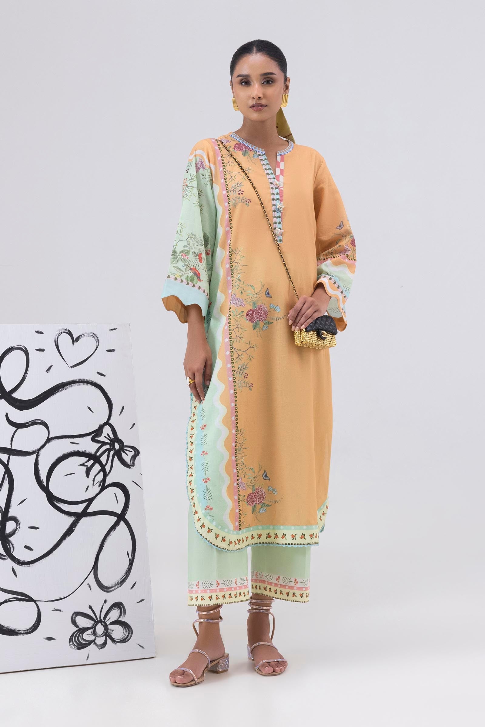 Stitched Printed Lawn Shirt + Culotte