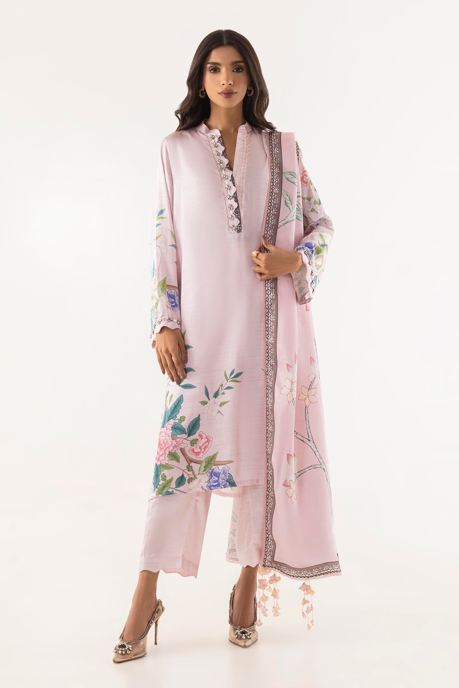 Stitched Printed Satin Shirt+ Culotte