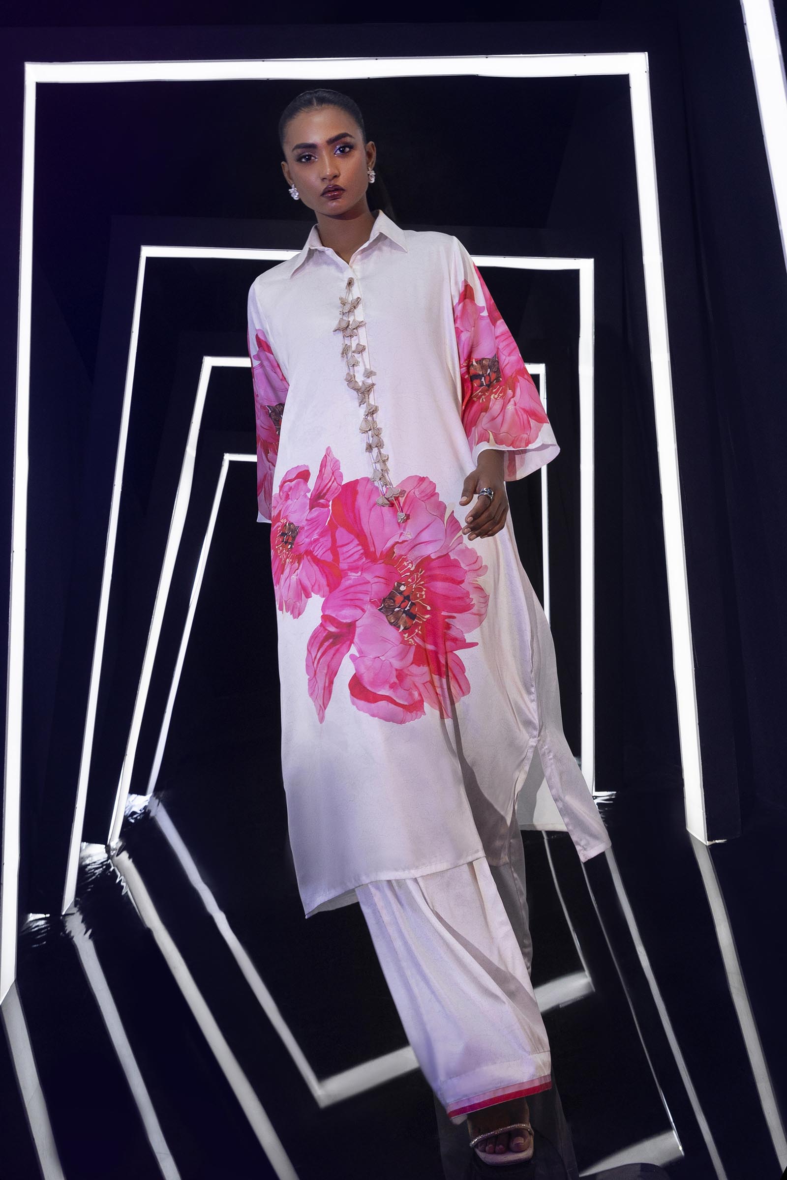 Stitched Poly Satin Shirt