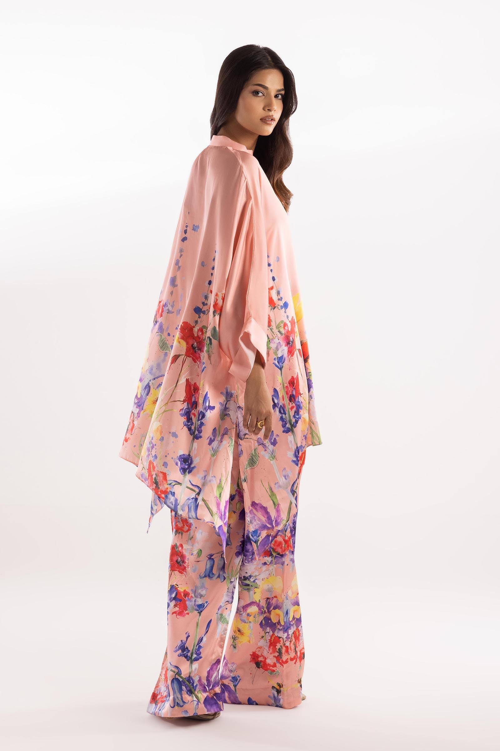 Stitched Digital Printed Satin Set