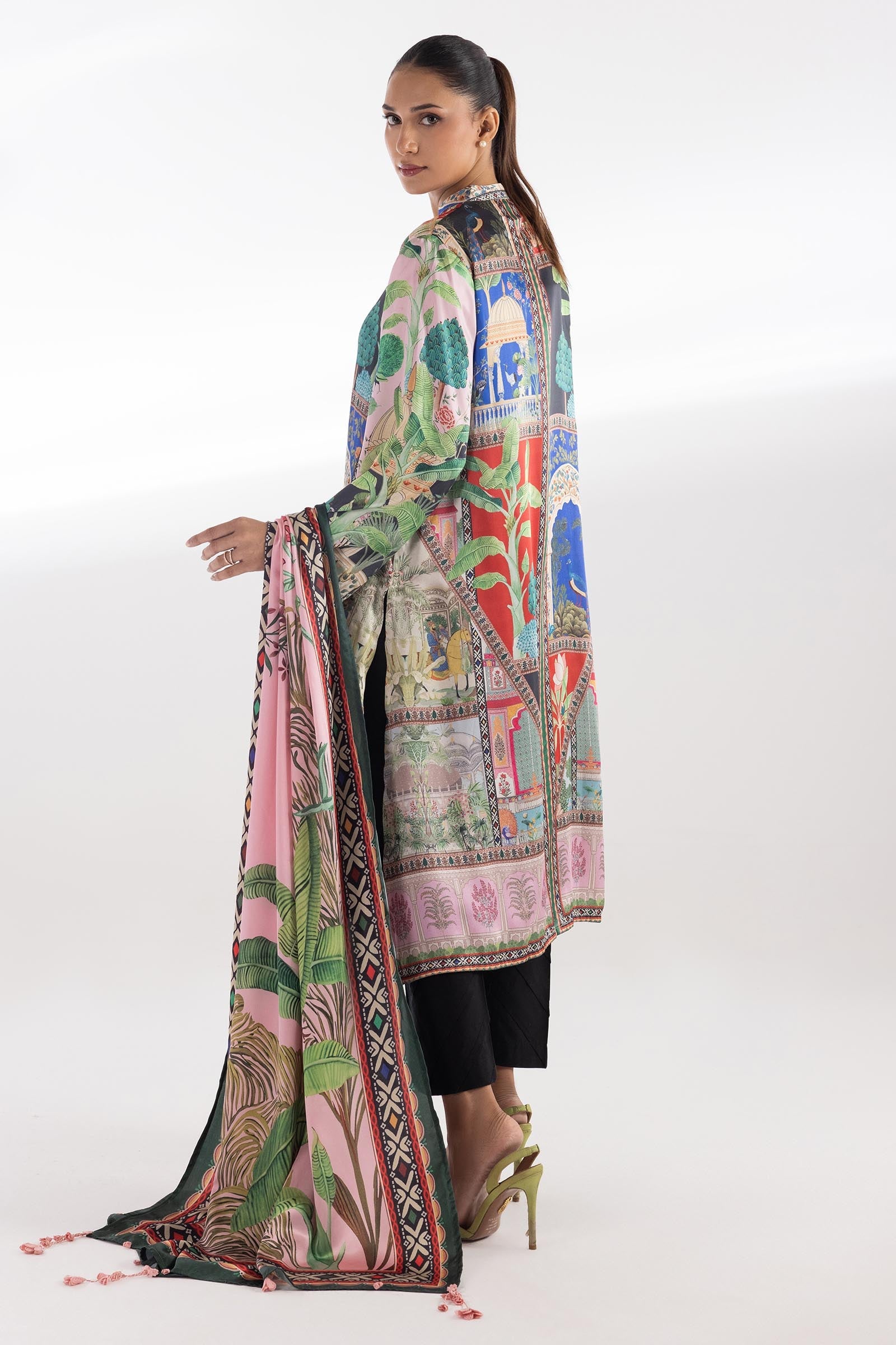 Stitched Satin Printed Shirt + Dupatta
