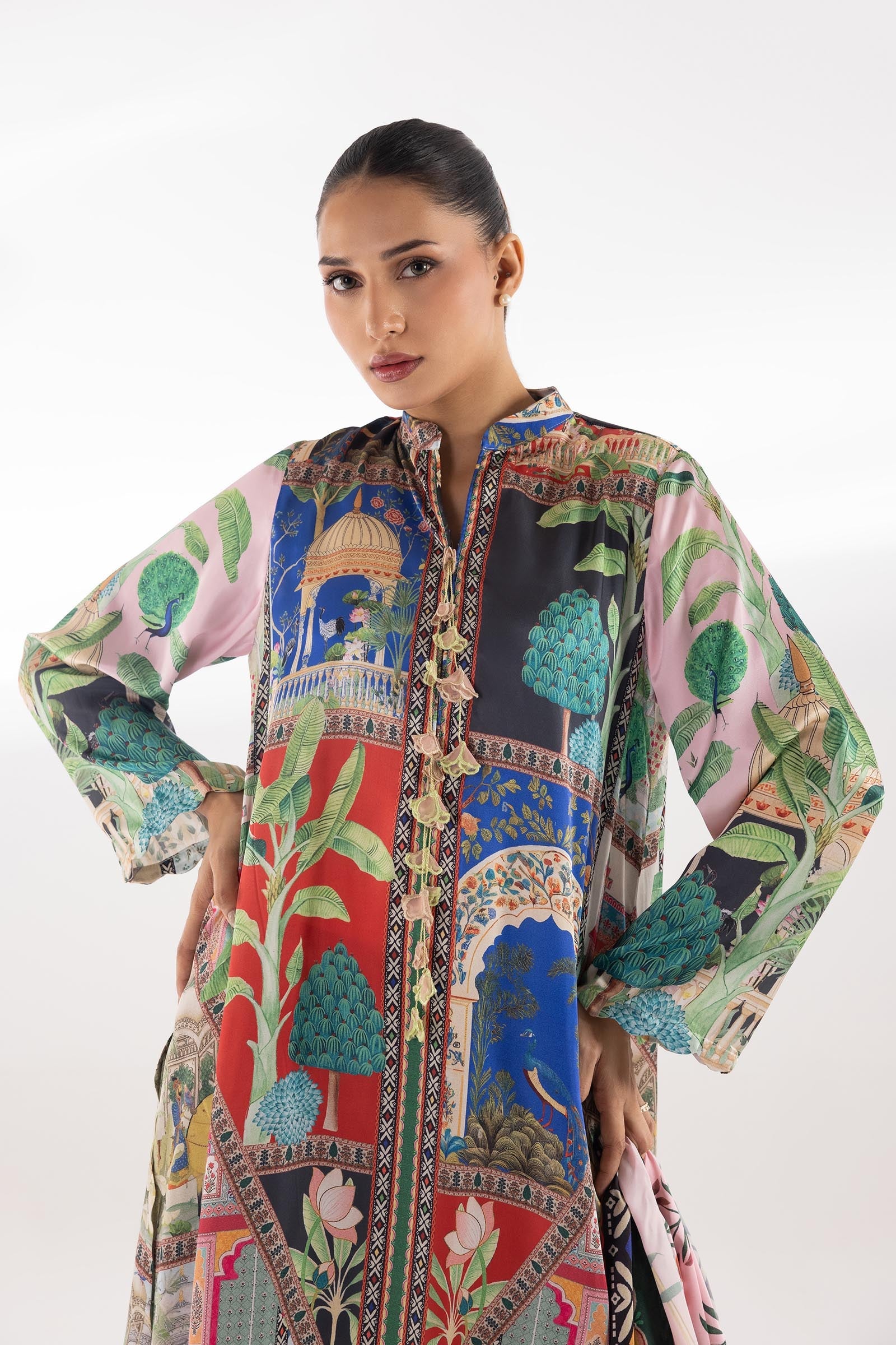 Stitched Satin Printed Shirt + Dupatta