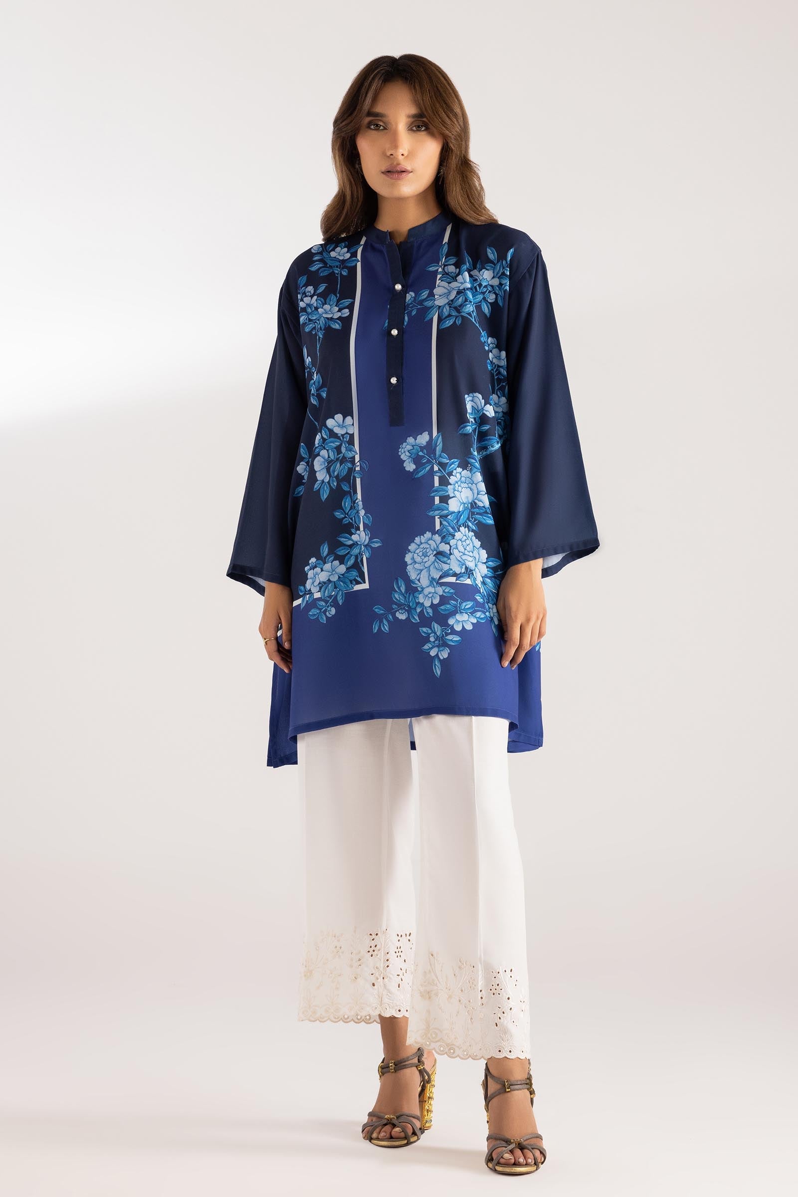 Stitched Printed Crepe Shirt