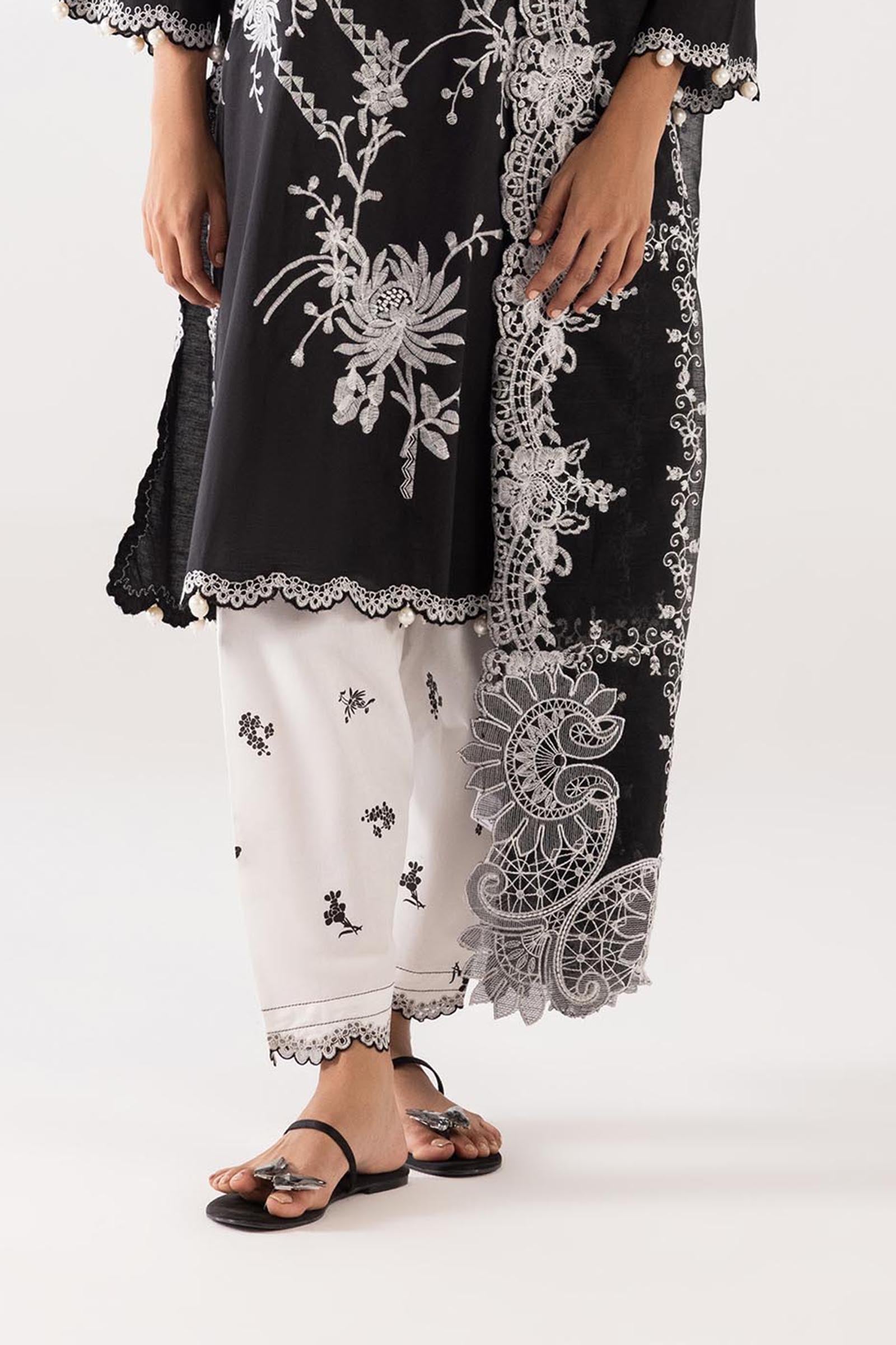 Stitched Lawn Embroidered Shalwar