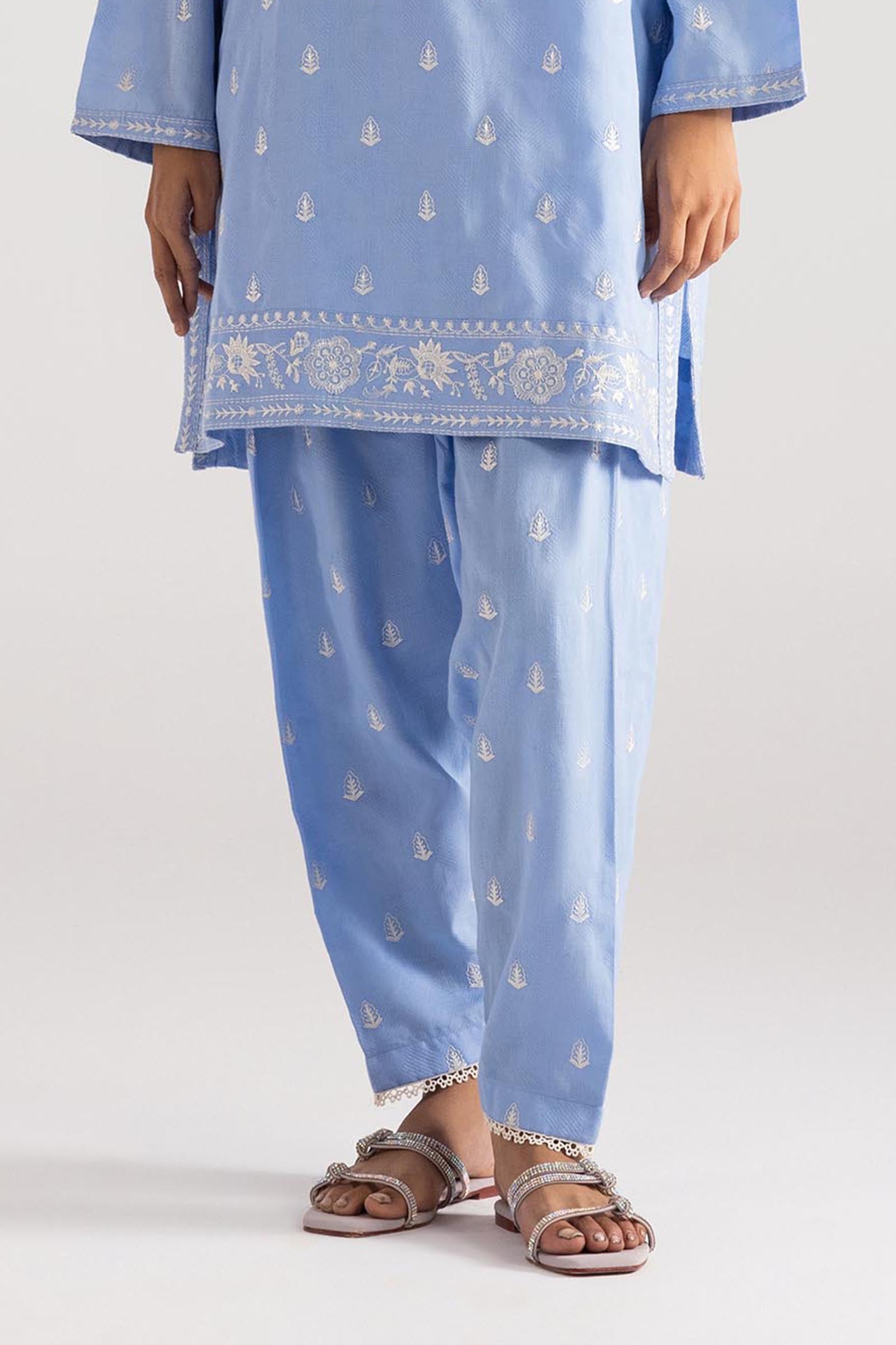 Stitched Embroidered Jacquard Shalwar