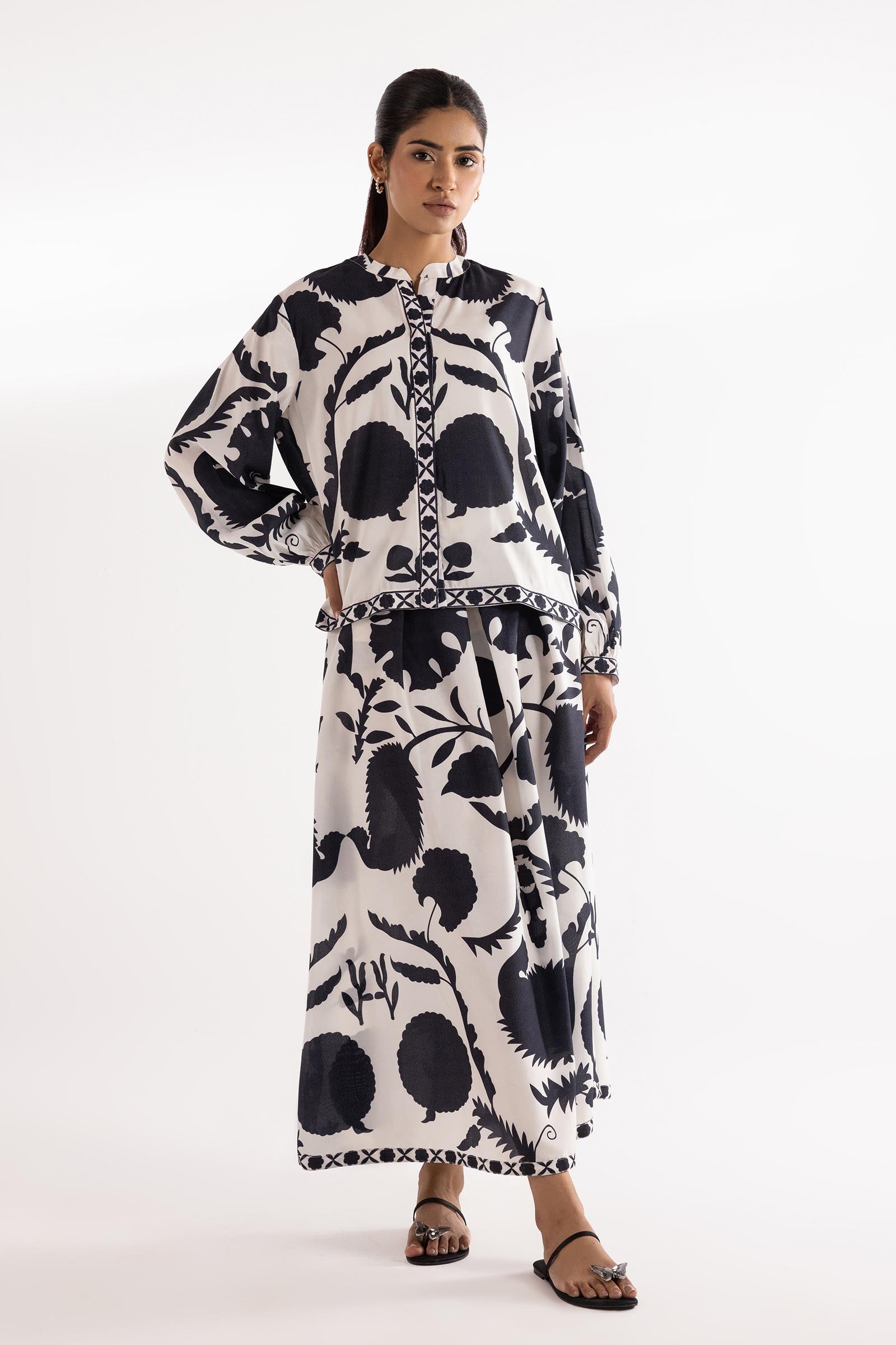 Stitched Printed Cambric Shirt + Skirt