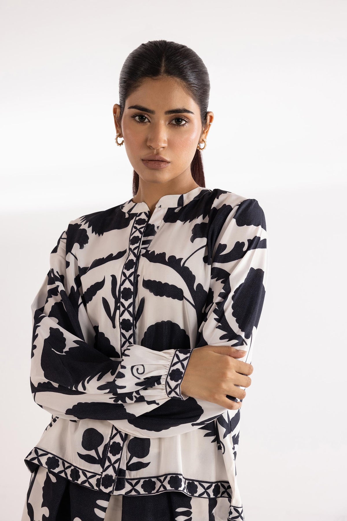 Stitched Printed Cambric Shirt + Skirt