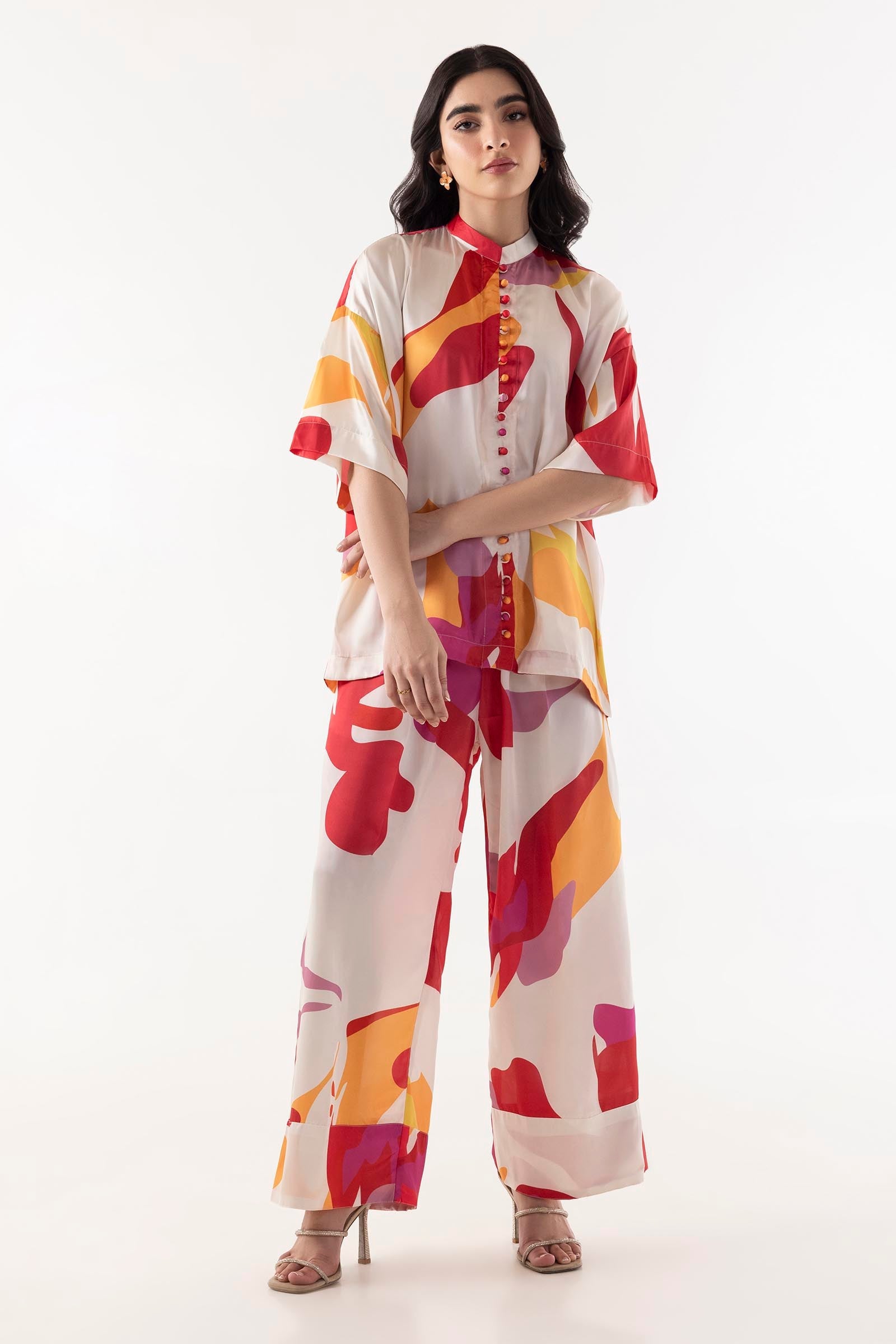 Stitched Multi Printed Cord Set