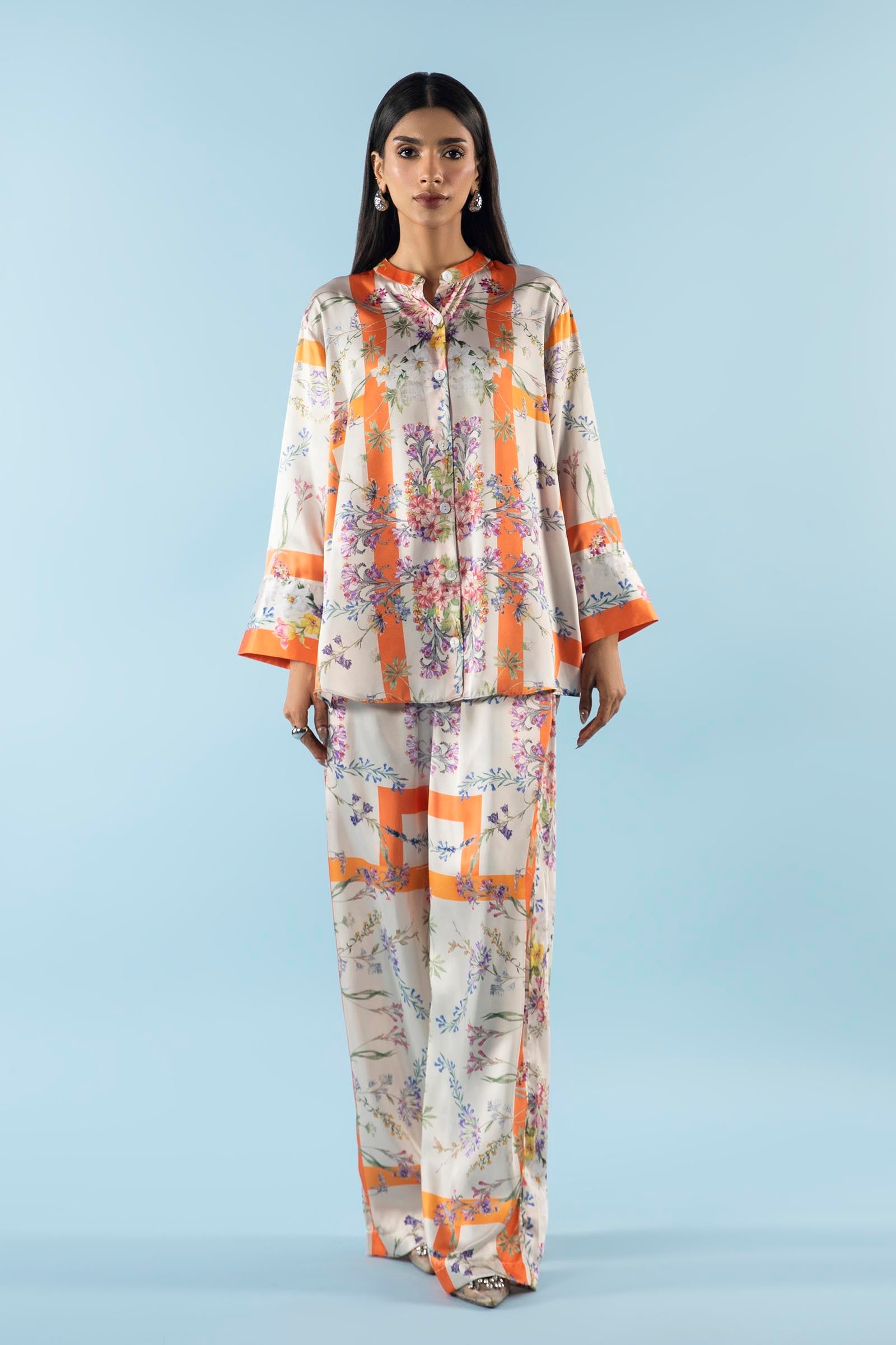 Stitched Satin Shirt + Culotte