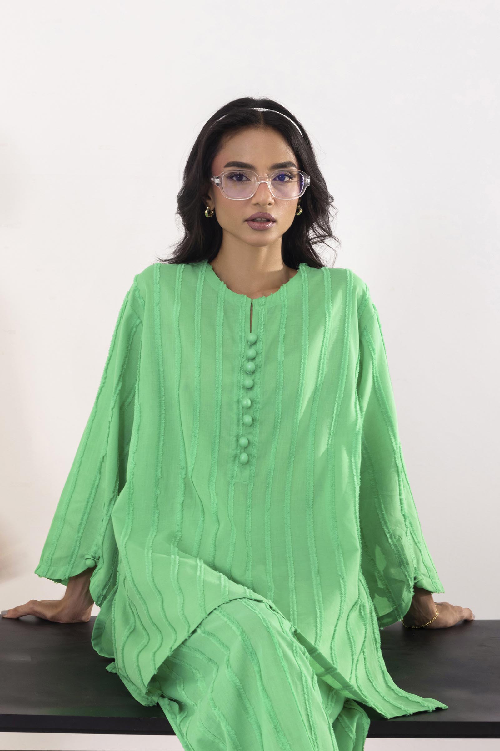 Stitched Dyed Brochia Shirt + Culotte