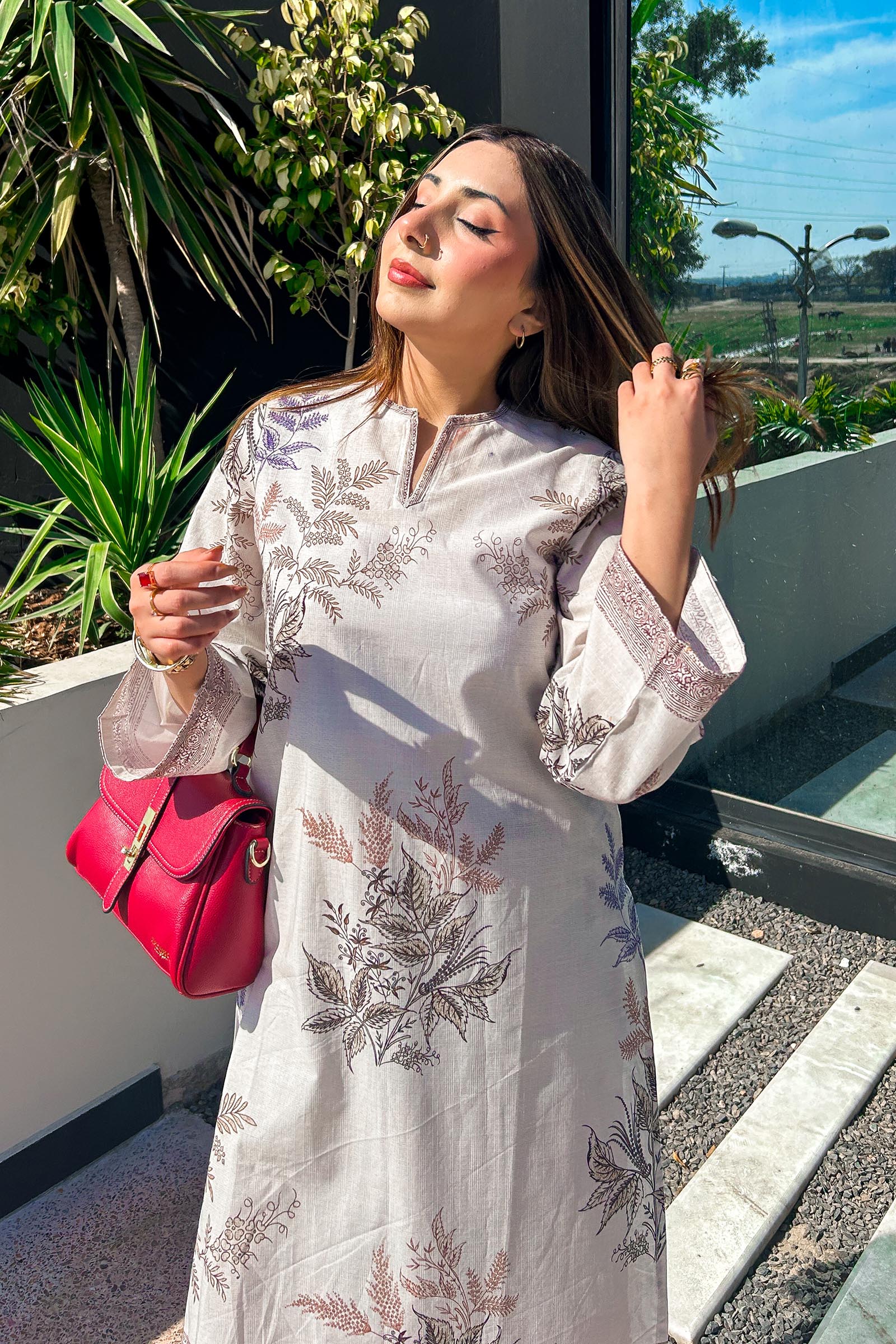 Stitched Printed Slub Shirt + Culotte