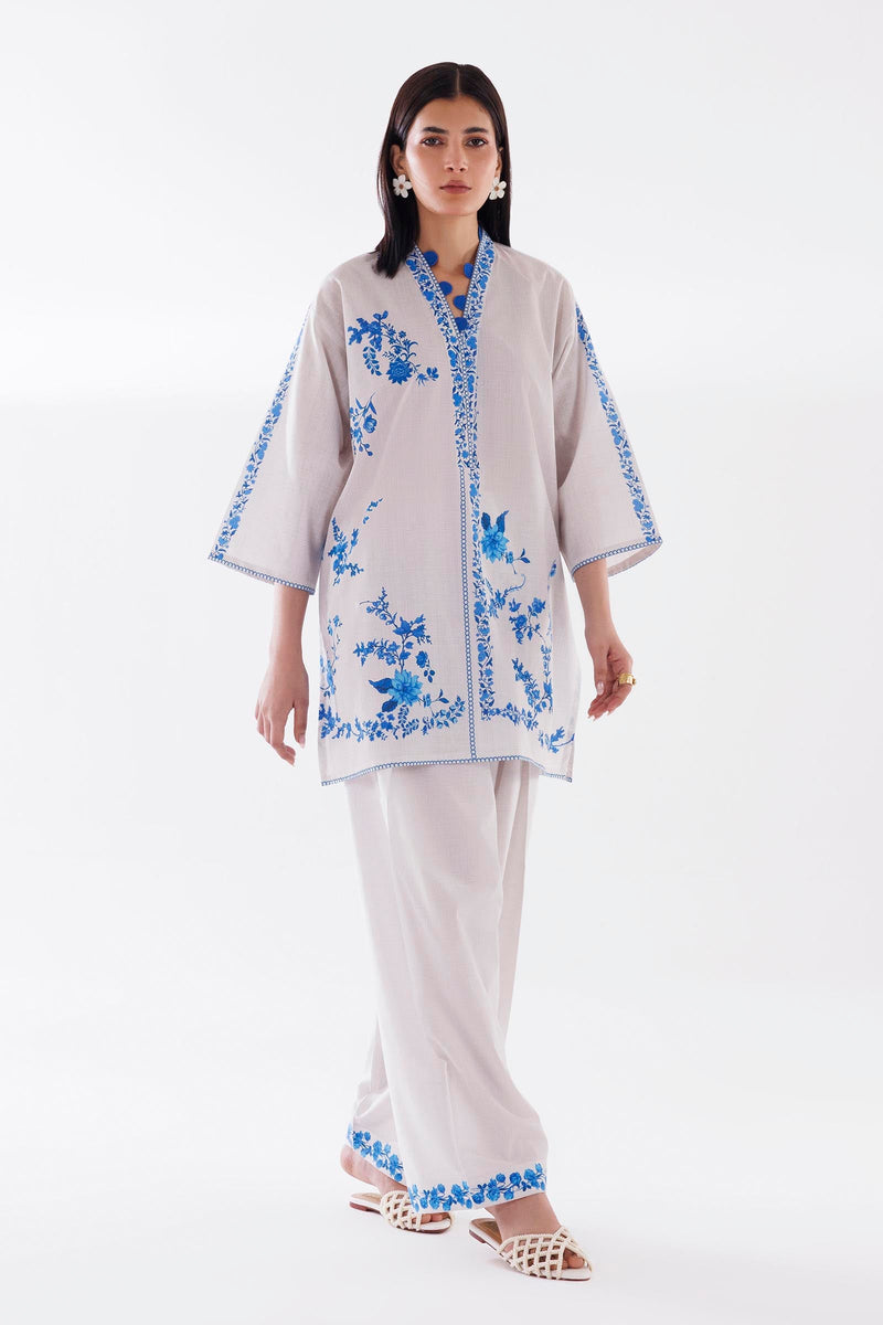 Stitched Printed Slub Shirt + Shalwar