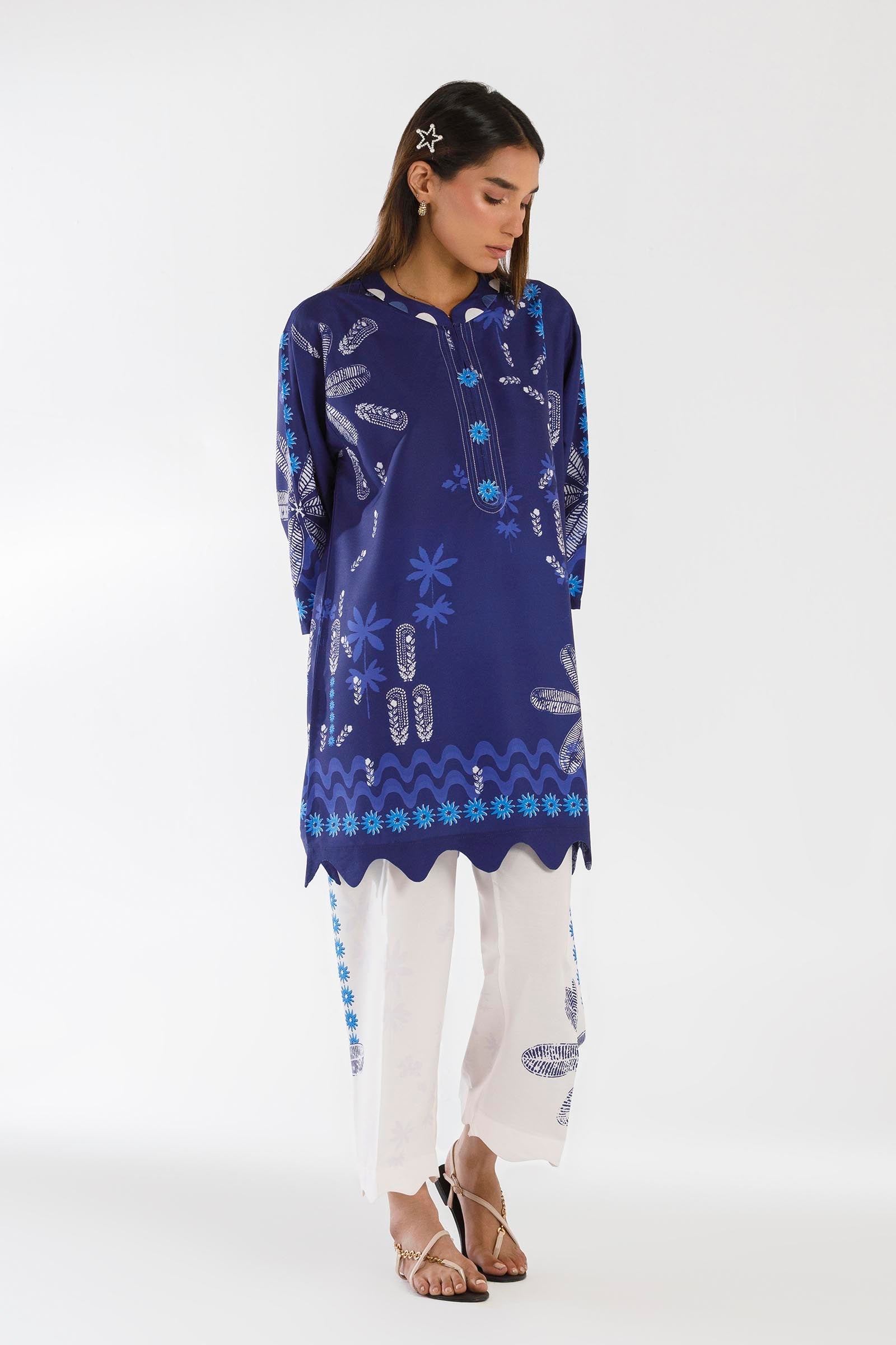 Stitched Printed Viscose Shirt + Culotte