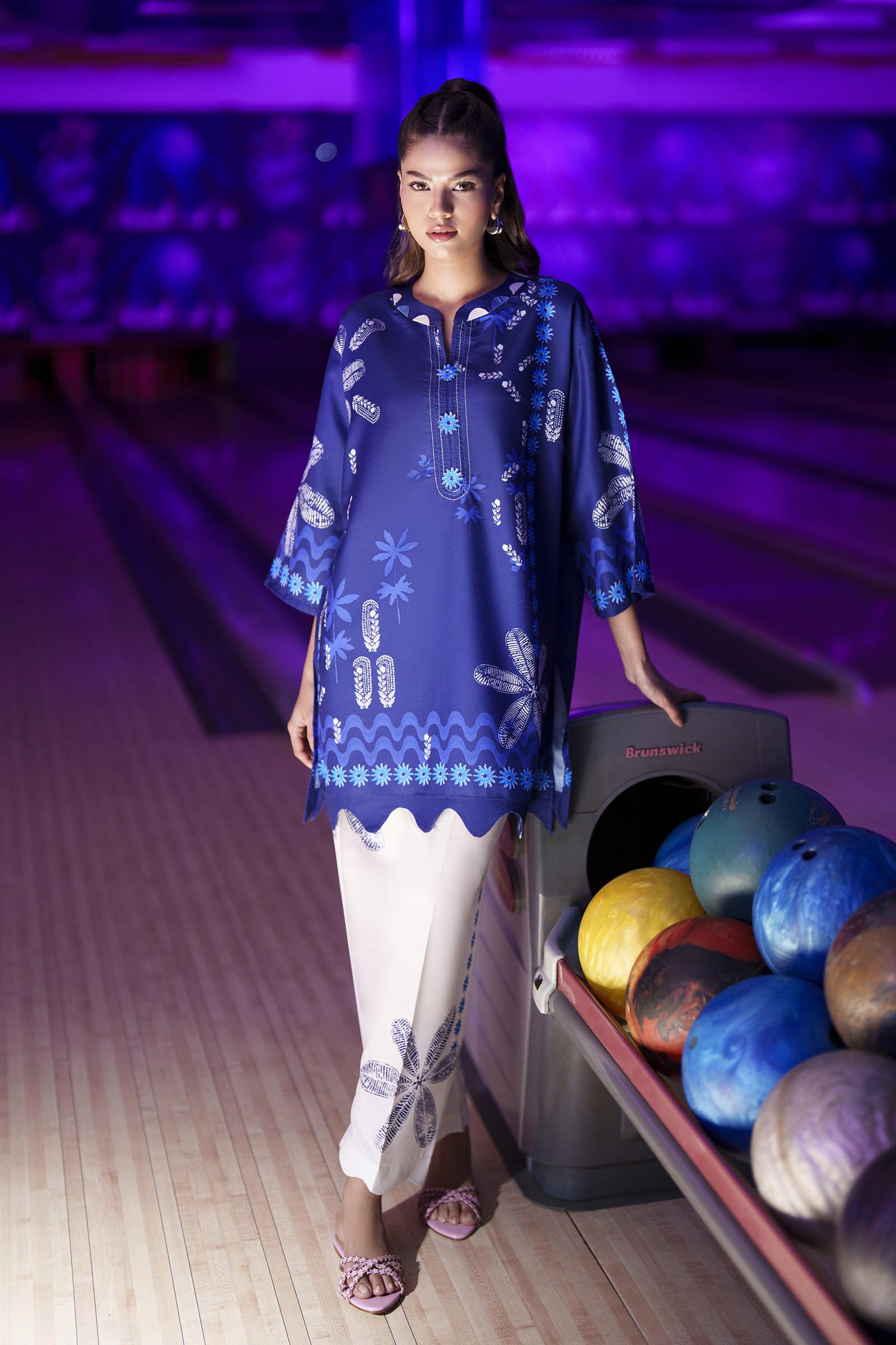 Stitched Printed Viscose Shirt + Culotte