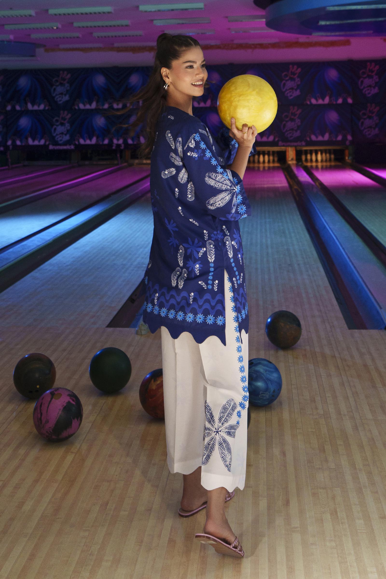 Stitched Printed Viscose Shirt + Culotte