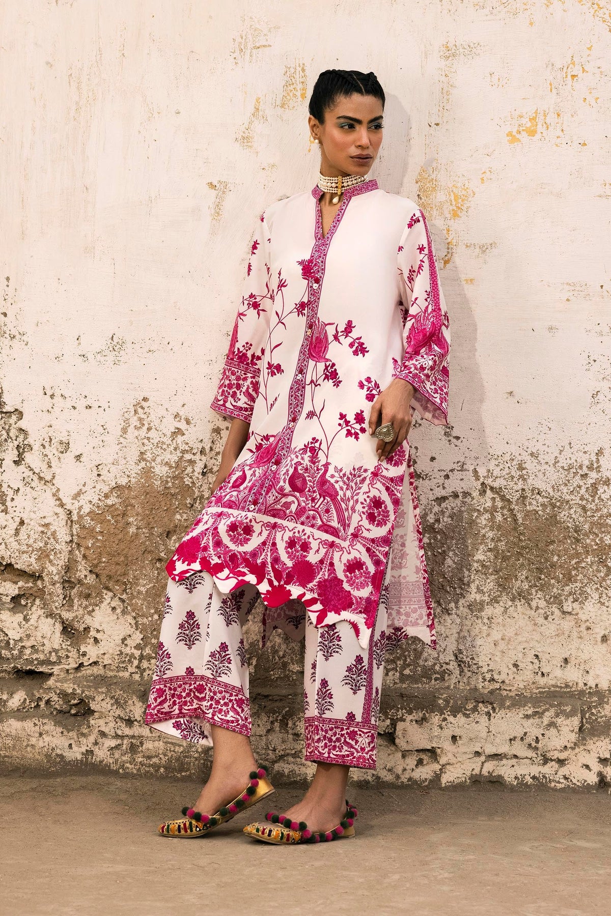 Stitched Printed Viscose Shirt + Culotte