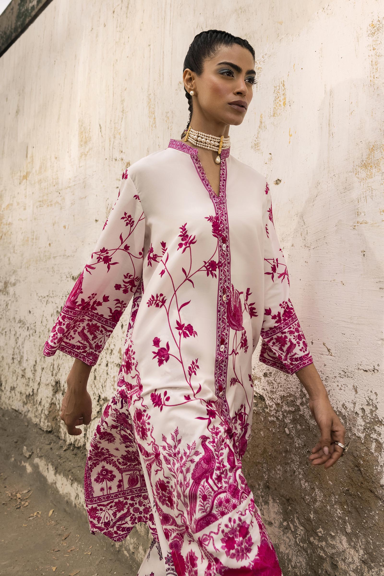 Stitched Printed Viscose Shirt + Culotte